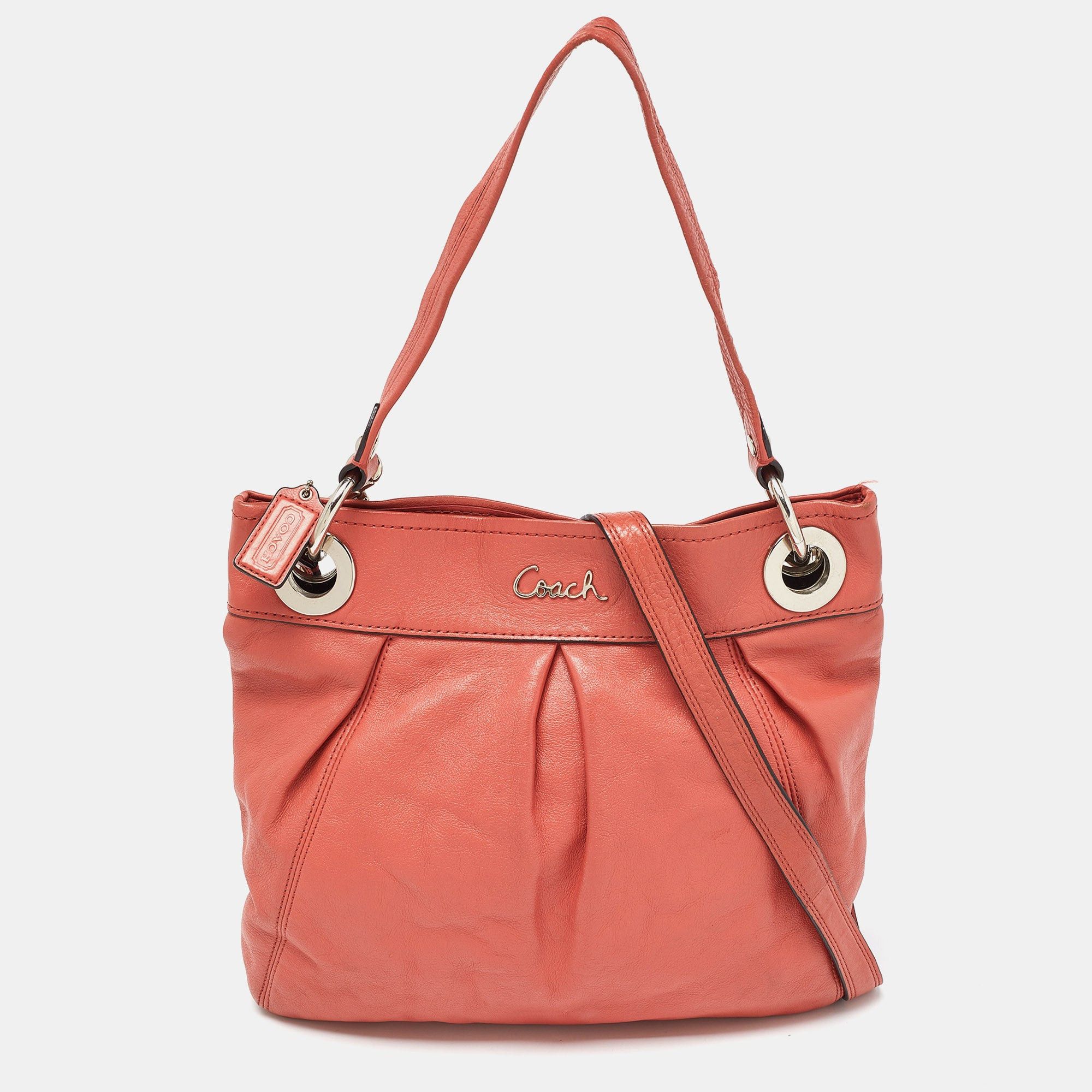 image of Coach Orange Leather Ashley Crossbody Bag, Women's