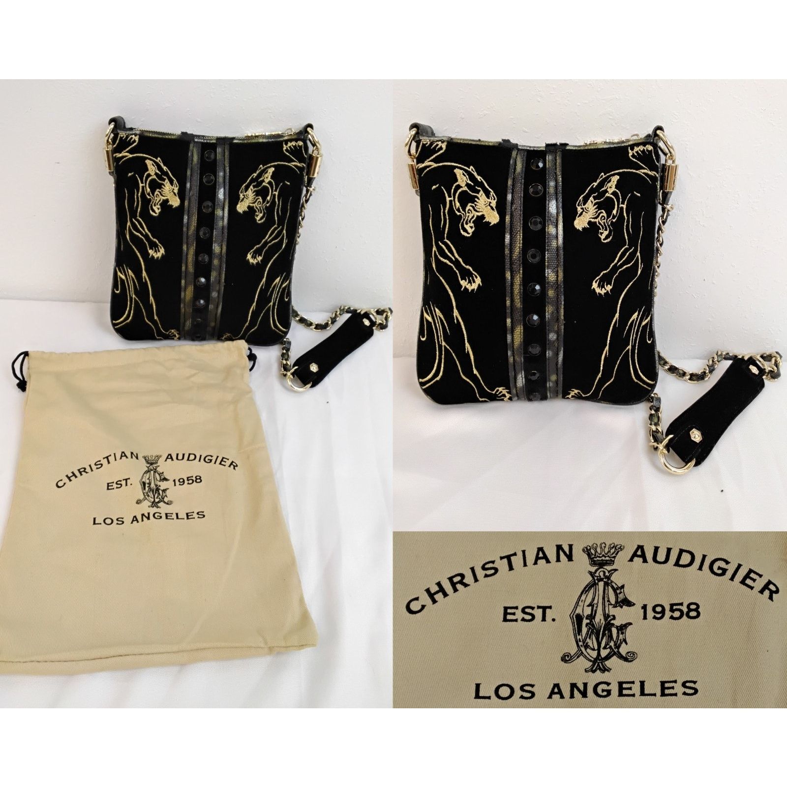 Christian Audigier Christian Audigier Crossbody Bag Black Velvet Jaguars Size ONE SIZE - 1 Thumbnail