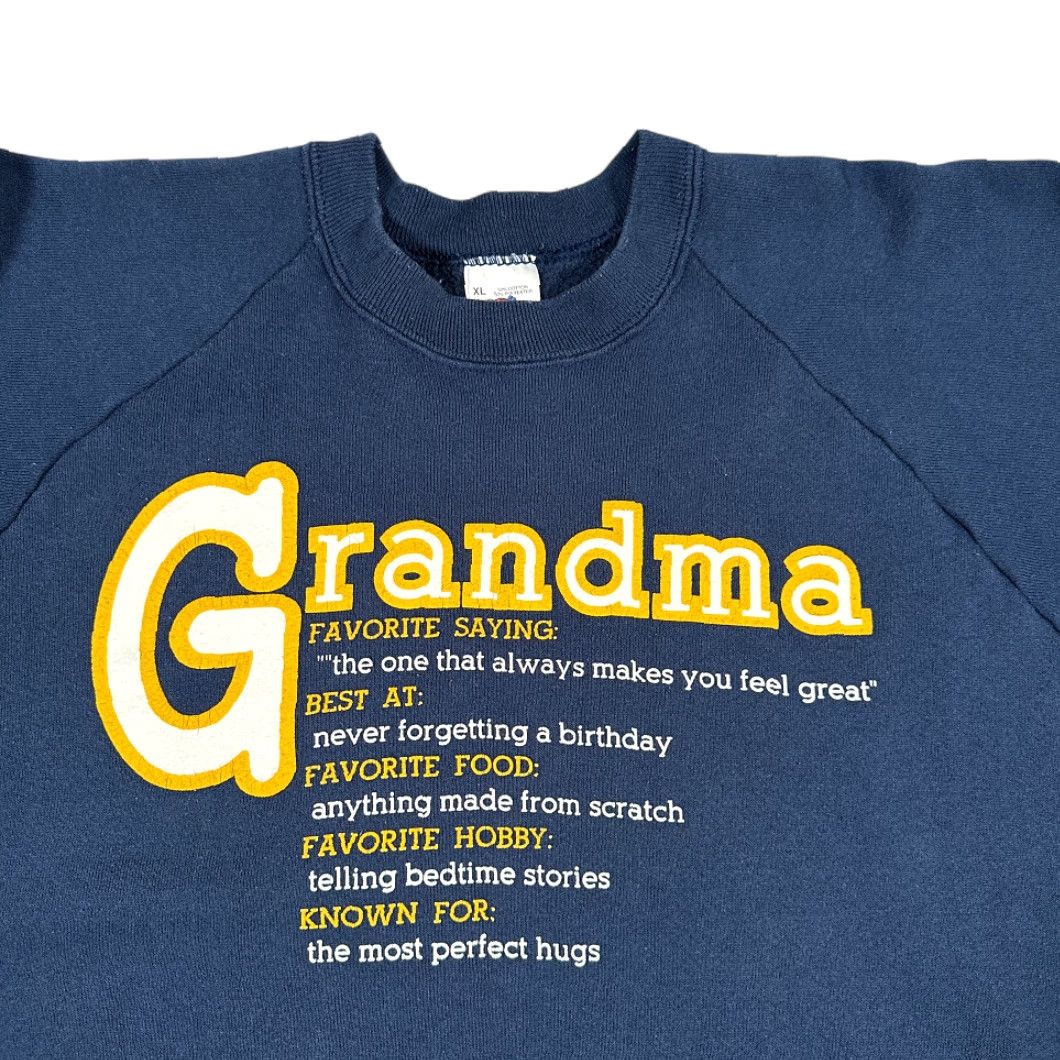 Fruit Of The Loom VINTAGE Grandma Sweater Nike Shirt Adult XL Blue Quote Raglan Crew Neck USA Made 90s Size US L / EU 52-54 / 3 - 2 Thumbnail