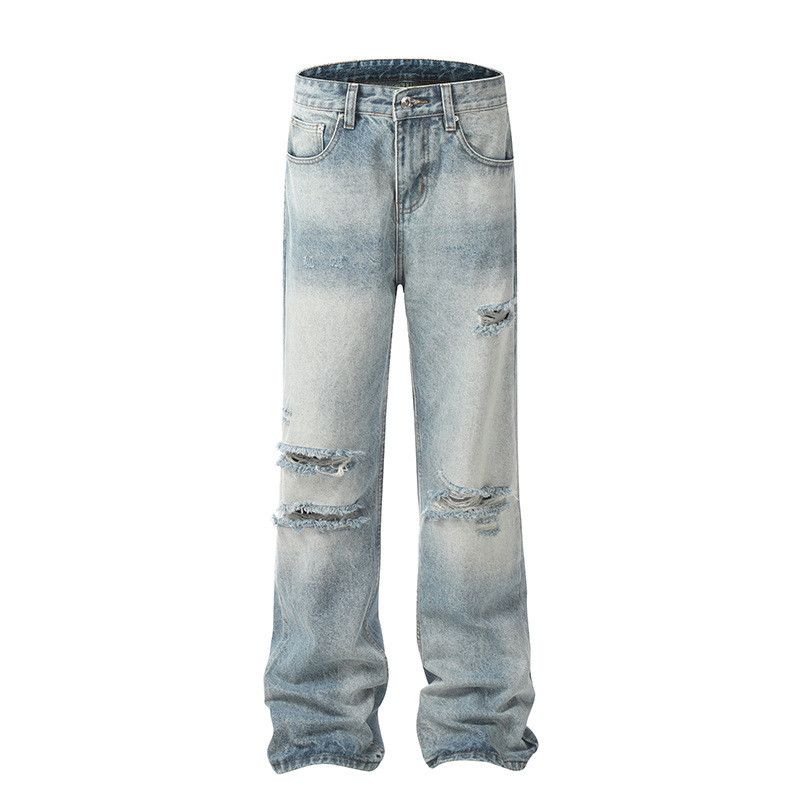 Vintage American-style light blue ripped flared jeans Size US 32 / EU 48 - 1 Thumbnail