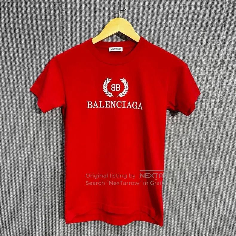 Balenciaga Balenciaga Red Wheat Logo Crew Neck Slim Fit Short Sleeve Size XS / US 0-2 / IT 36-38 - 1 Thumbnail