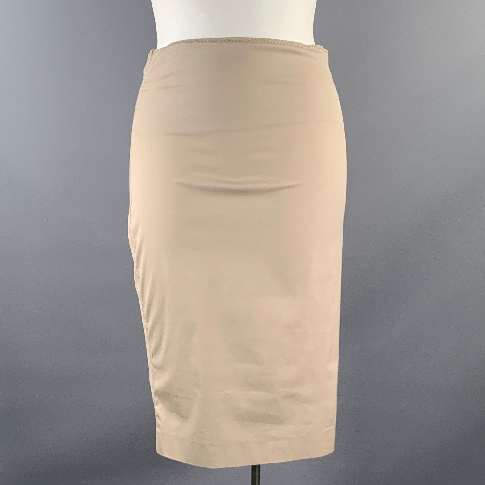 Gucci GUCCI Size L Khaki Cotton Blend Fitted Below Knee Skirt Size 32" / US 10 / IT 46 - 1 Thumbnail