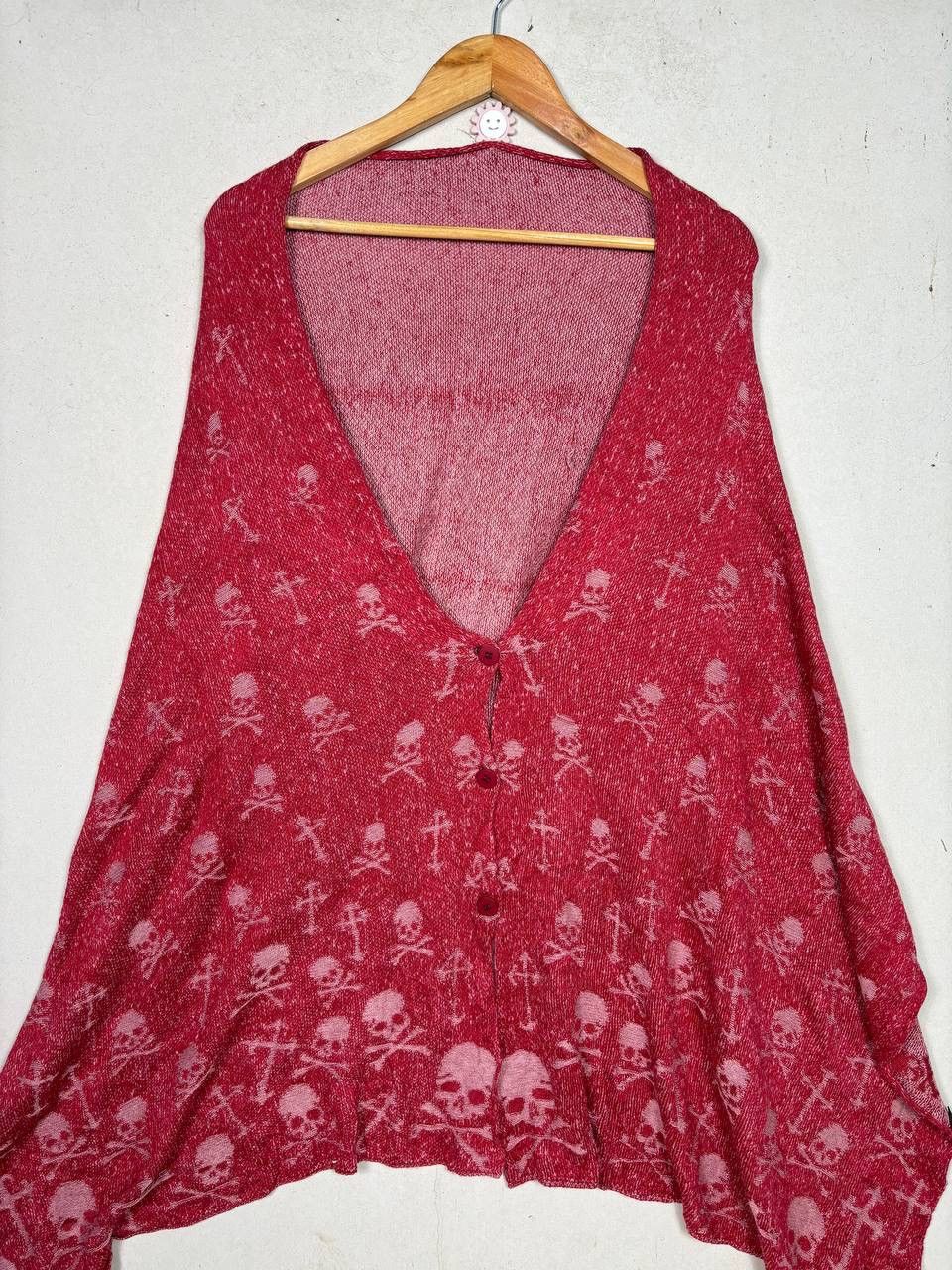 Sex Pot ReVeNGe Vtg Skull Crossbones Knit Poncho Cape Cardigan Pink Y2K M/L Size US L / EU 52-54 / 3 - 3 Thumbnail