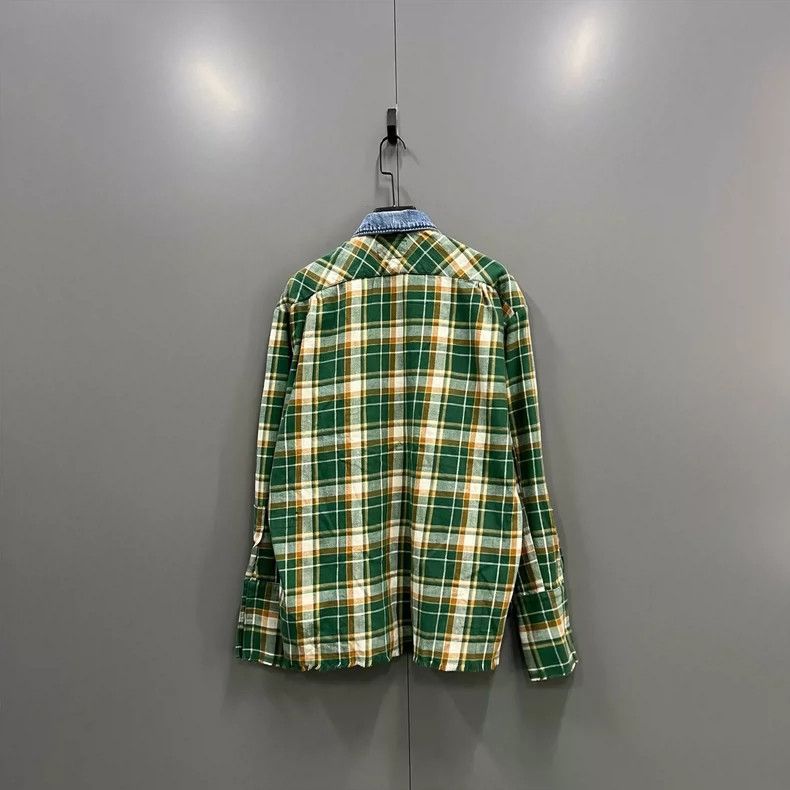 Greg Lauren greg lauren size 2 Green plaid patchwork shirt 2506-Nextarr Size US M / EU 48-50 / 2 - 4 Thumbnail