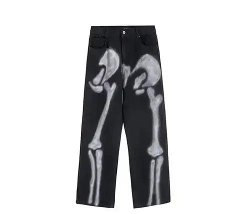 Japanese Brand × Vintage Skeleton denim jeans Size US 33 - 4 Thumbnail