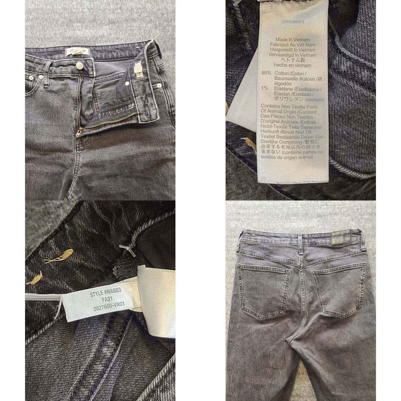 Madewell Madewell Jeans Womens 30x27 Curvy Fit Tapered Leg High Rise Mom Perfect Vintage Denim Black 5-Pocket 1990s Bohemian Grunge Mens? Size 30" / US 8 / IT 44 - 8 Thumbnail