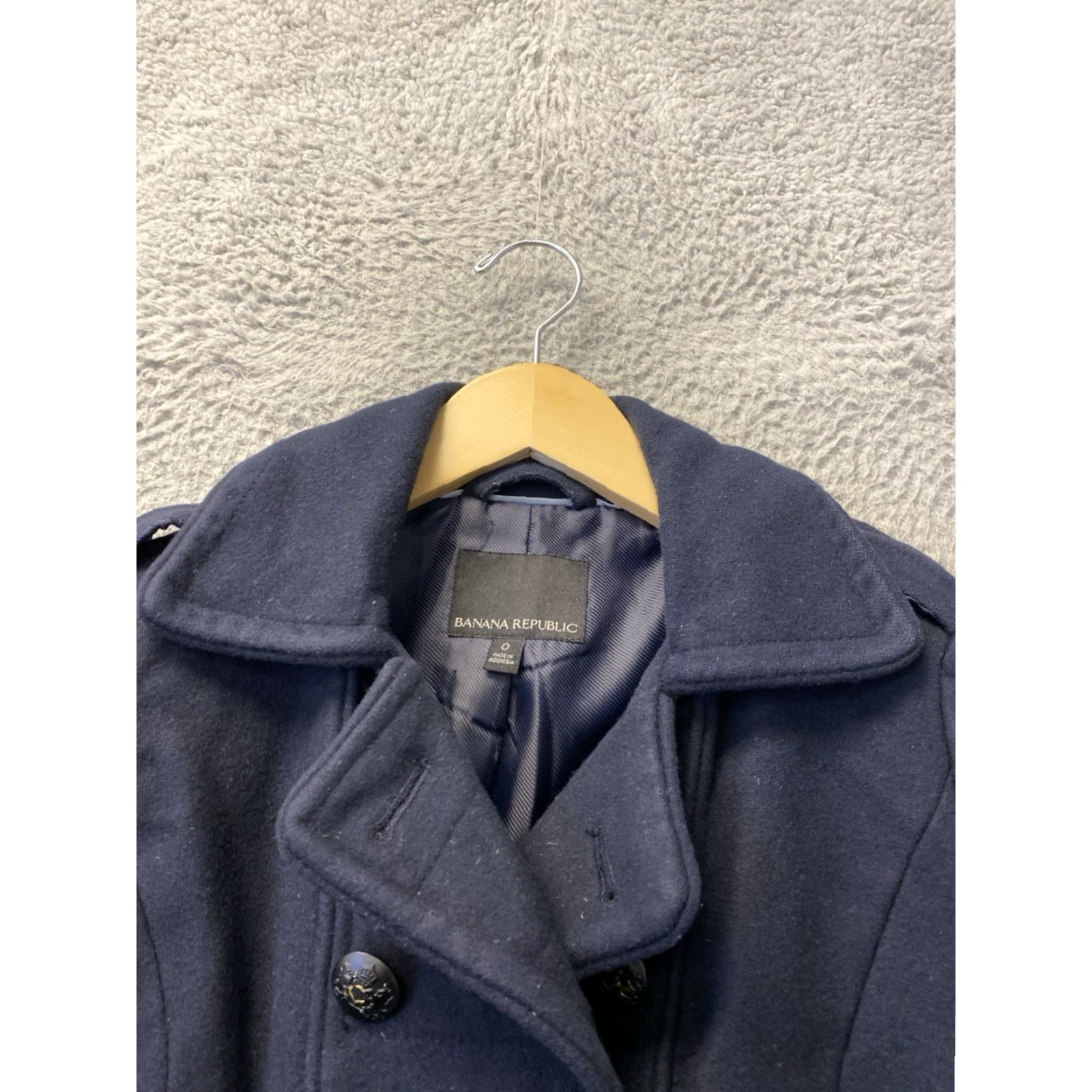 Banana Republic Banana Republic Italian Melton Military Coat Women’s Size 0 Navy Blue Trench Coat Button Closure Casual Winter Fall Wool Blend Double Cloth Size XS / US 0-2 / IT 36-38 - 5 Thumbnail