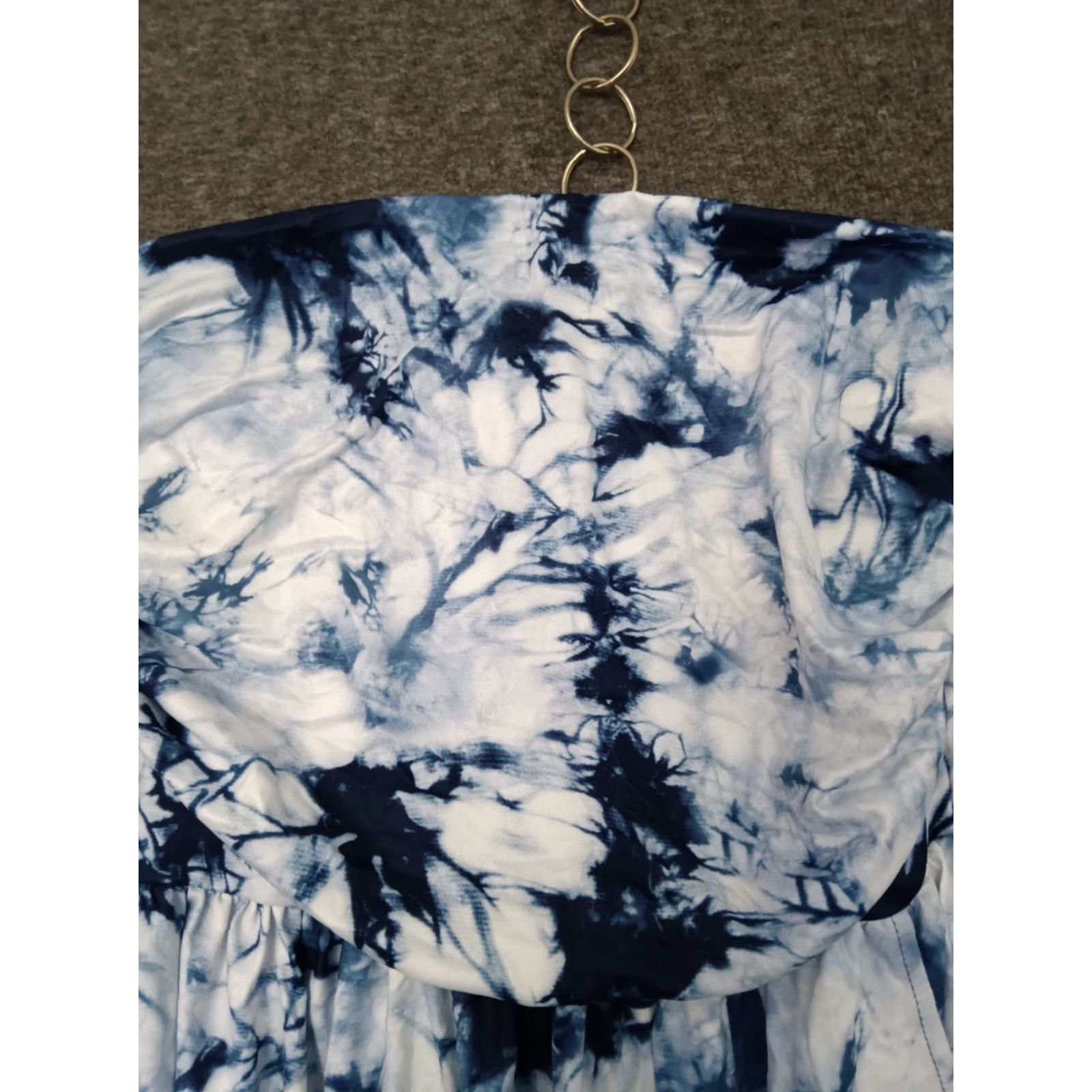 Vintage Glory Star Dress L Tie Dye Blue Boho Faux Wrap Sleeveless Under Shoulder Dress Size L / US 10 / IT 46 - 3 Thumbnail