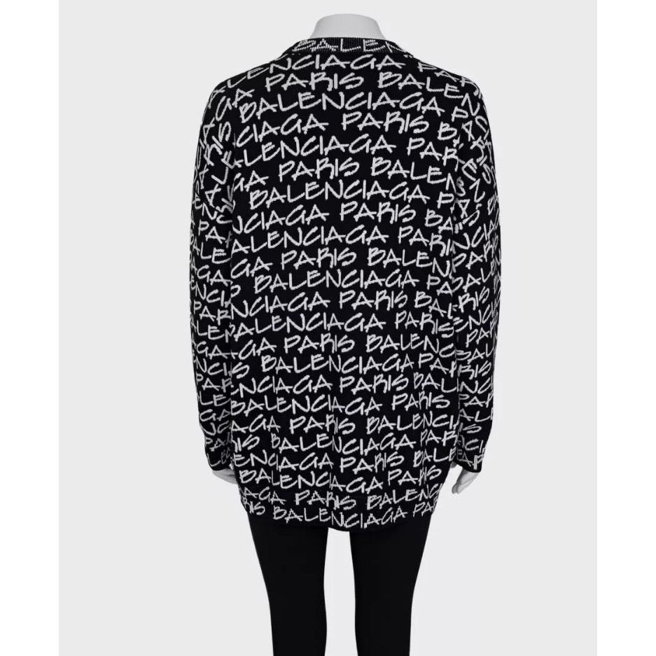 Balenciaga Balenciaga Black Oversize Logo Print Wool Sweater sz.S Size S / US 4 / IT 40 - 3 Thumbnail