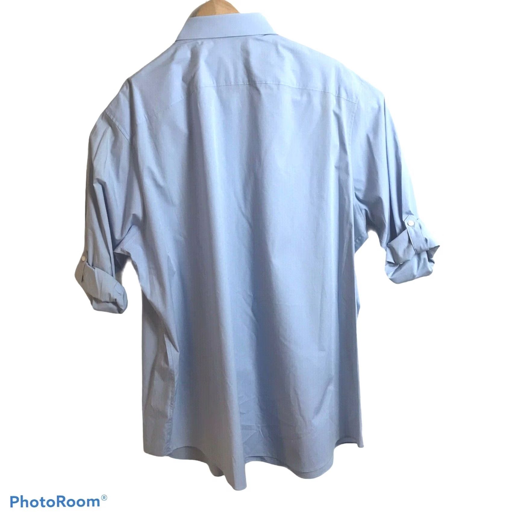 Murano Murano Utility Shirt Mens 4XLT Big Tall Light Blue Button Up Roll-Up Sleeves NEW Size US XXL / EU 58 / 5 - 5 Thumbnail