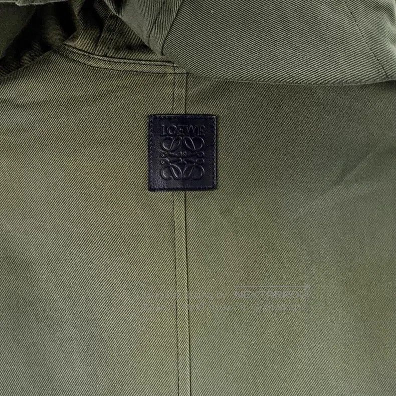 Loewe Loewe Olive Green Logo Patch Leather Cotton Hooded Zipper Size XXS / US 00 / IT 34 - 5 Thumbnail
