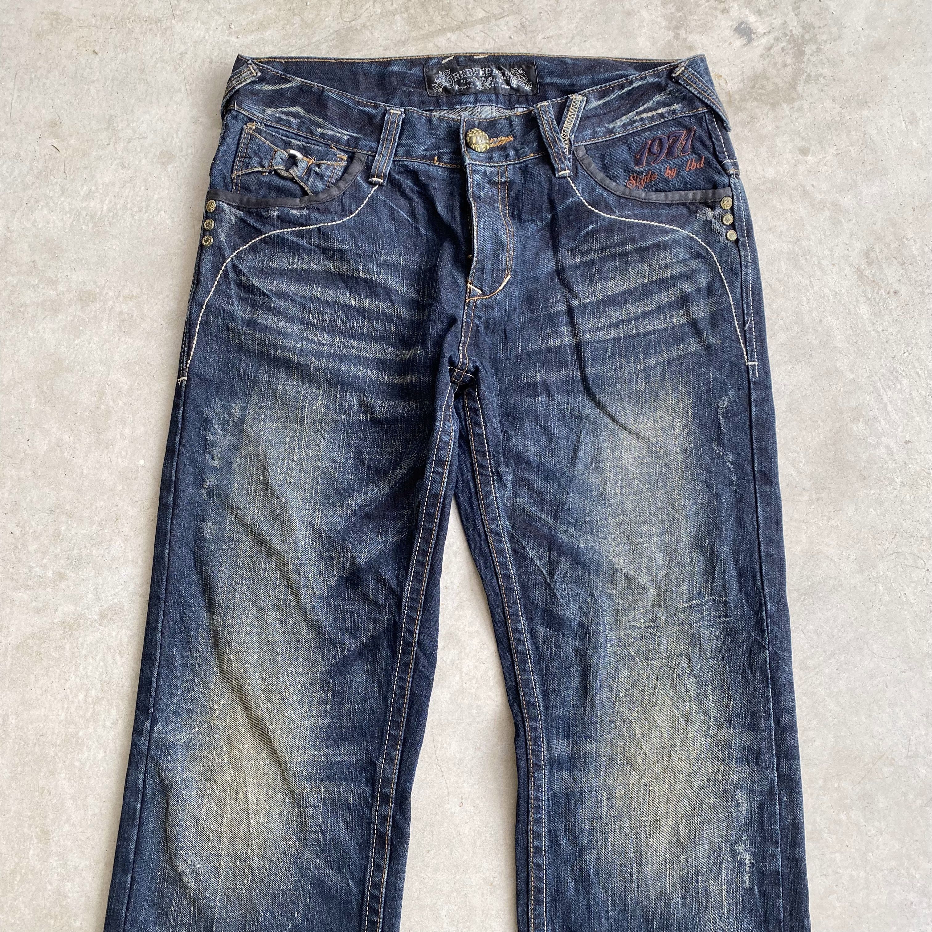 Vintage 90s Vintage Red Pepper Feather Wing Mudwash Jeans Size US 32 / EU 48 - 3 Thumbnail
