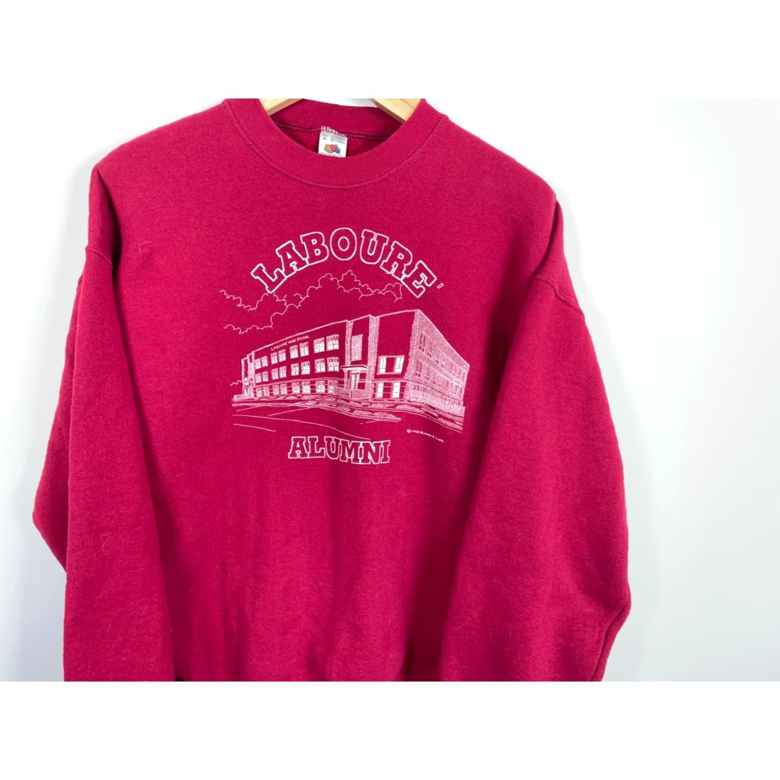 Fruit Of The Loom VINTAGE Fruit of the Loom Sweatshirt St. Louis 90s Laboure High School Alumni XL Dark Red Crew Neck Long Sleeve Graphic Print Men Adults Size US XL / EU 56 / 4 - 4 Thumbnail