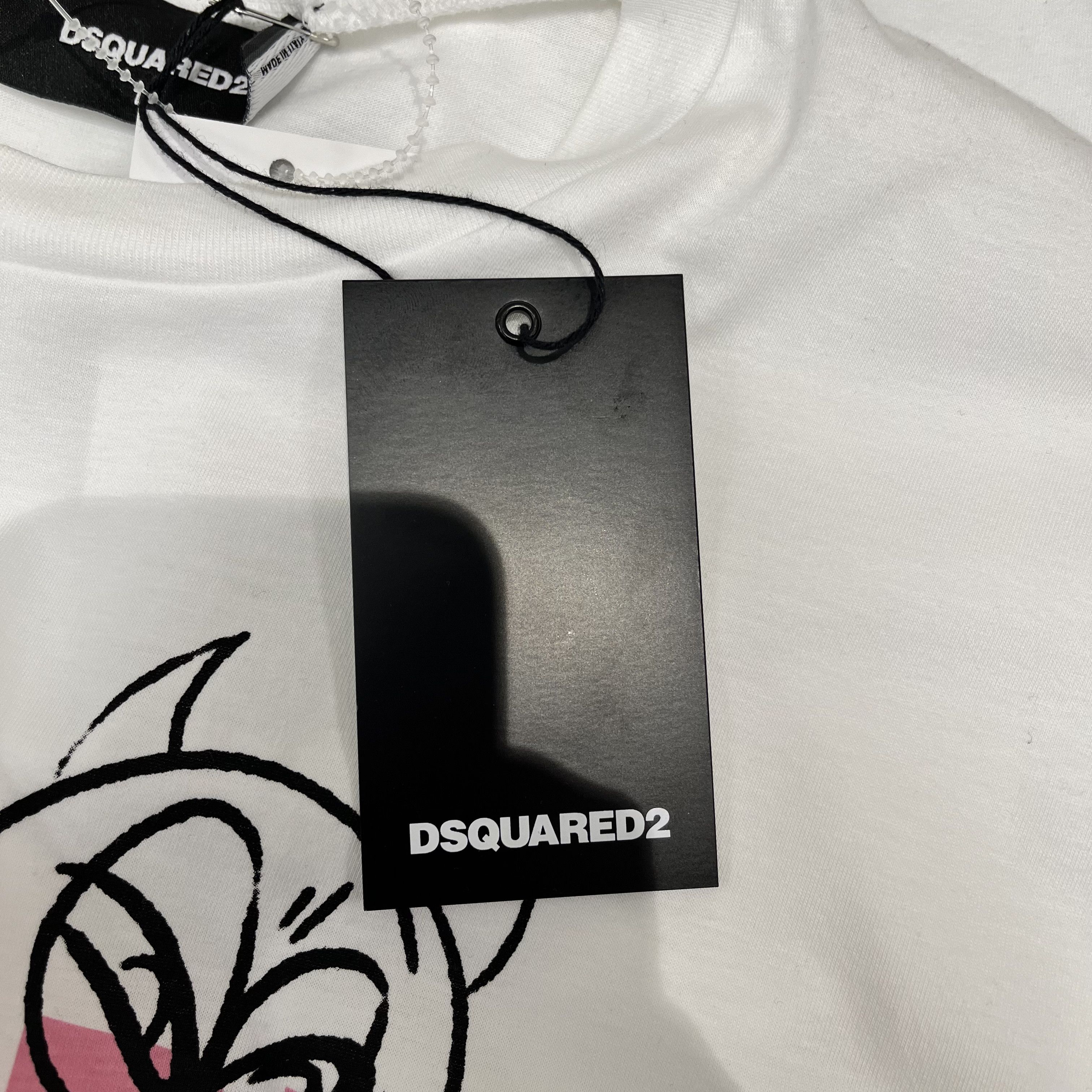 Dsquared2 Dsquared2 Logo-Print Cotton T-Shirt White/Pink Size US L / EU 52-54 / 3 - 4 Thumbnail