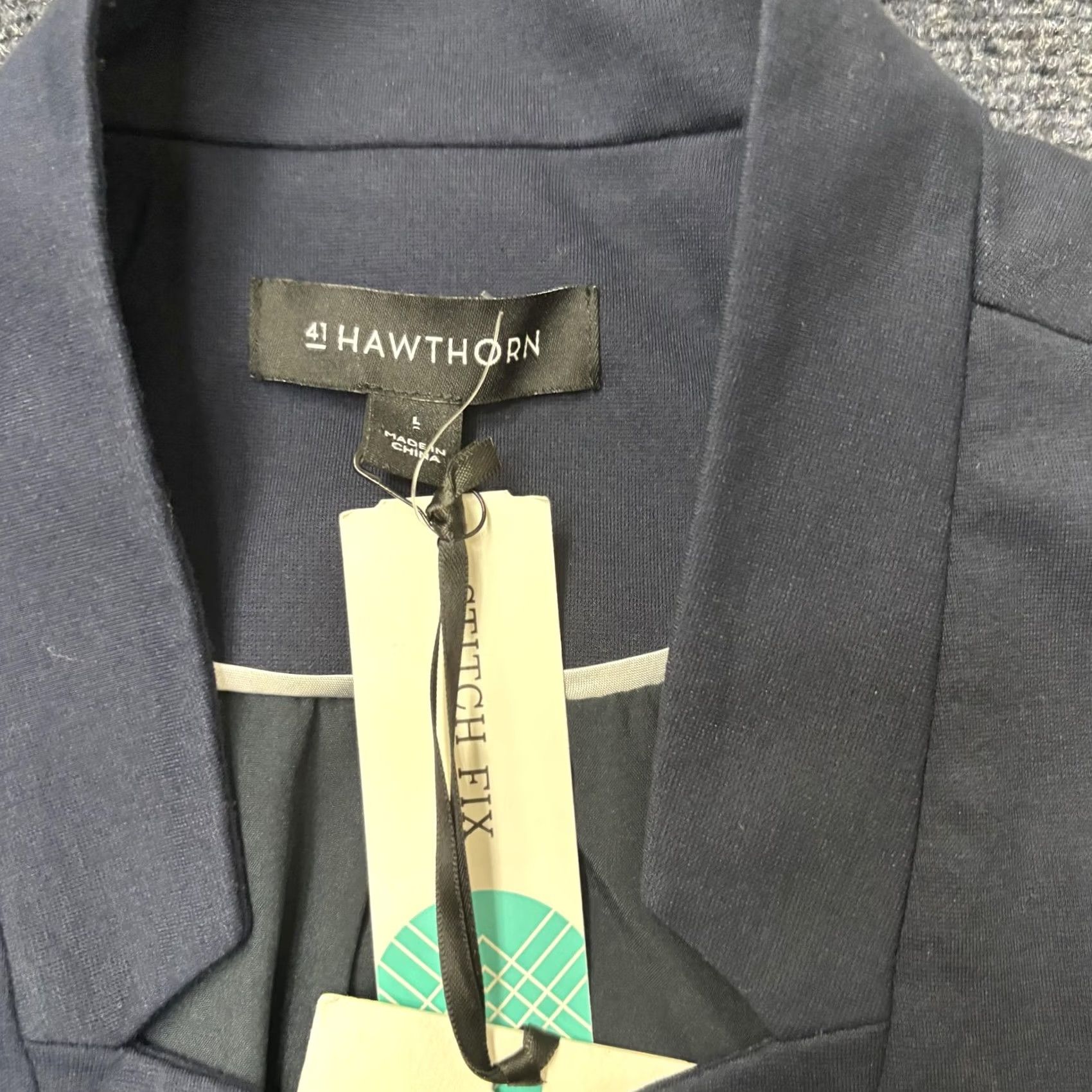 Vintage 41Hawthorn Blazer Jacket Womens Large Navy Open Front Lined Pockets Stitch Fix Size L / US 10 / IT 46 - 2 Thumbnail