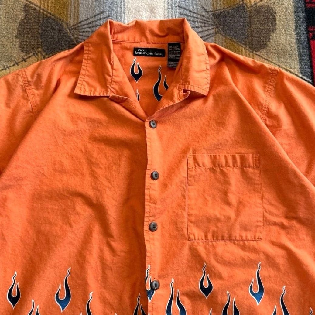 Vintage VINTAGE No Boundaries Shirt Size Large Y2K Grunge Skater Flames Orange Size US L / EU 52-54 / 3 - 4 Thumbnail