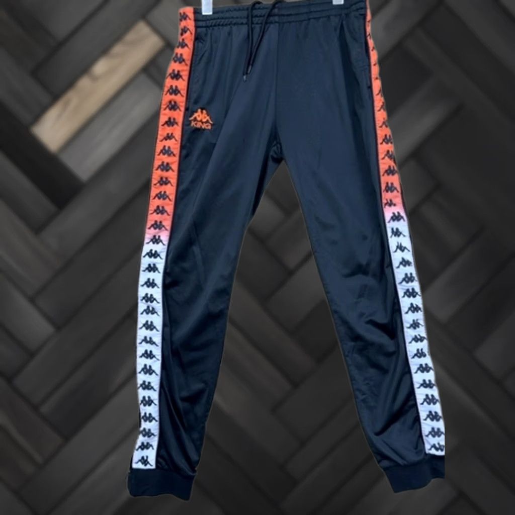 Kappa Kappa Men’s Black Striped Track Pants Large Tapered Athletic Size US 33 - 1 Thumbnail