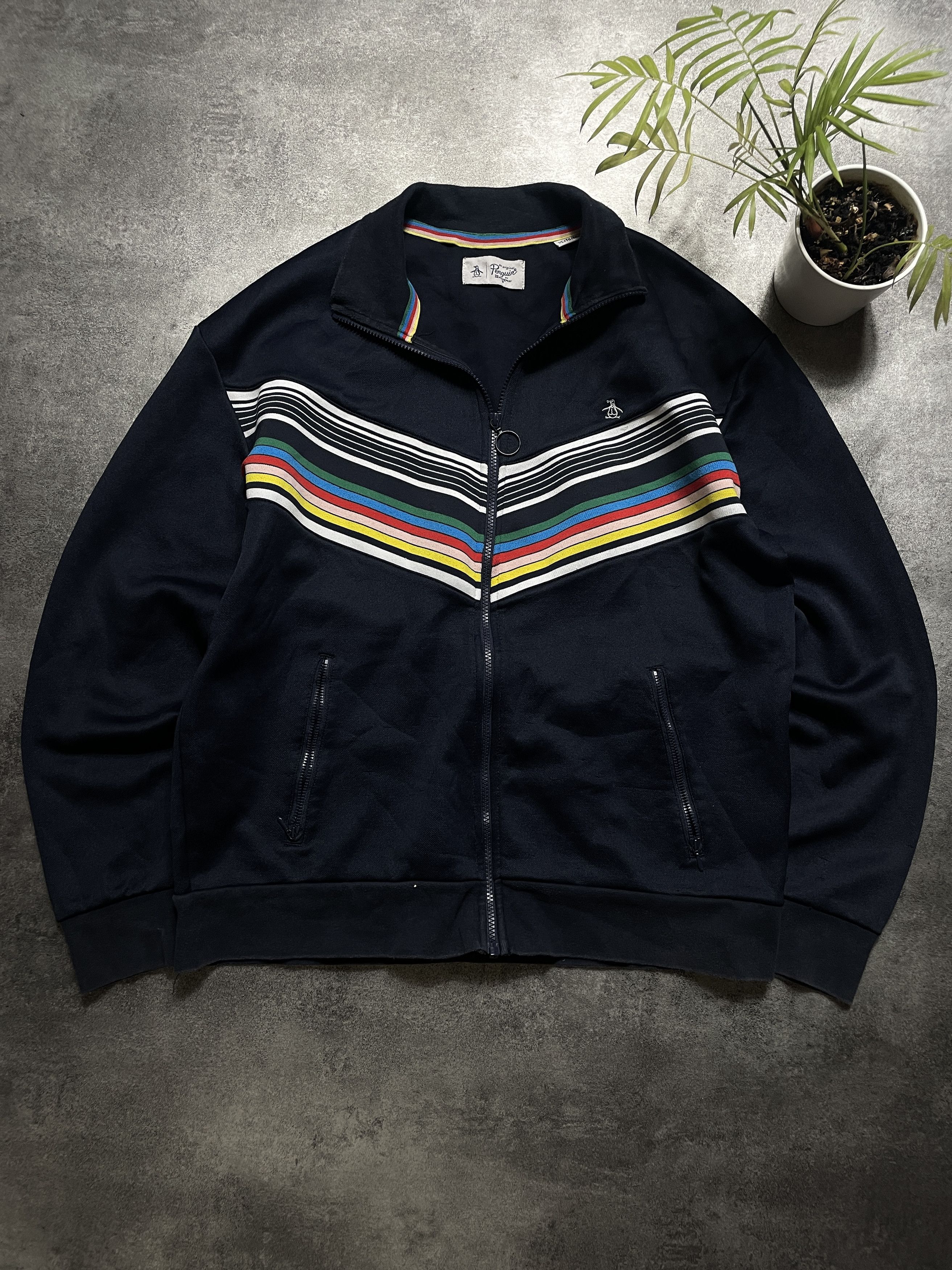 Original Penguin ❗️RARE❗️Original Penguin Retro Sweatshirt Zip Striped Size US XL / EU 56 / 4 - 1 Thumbnail