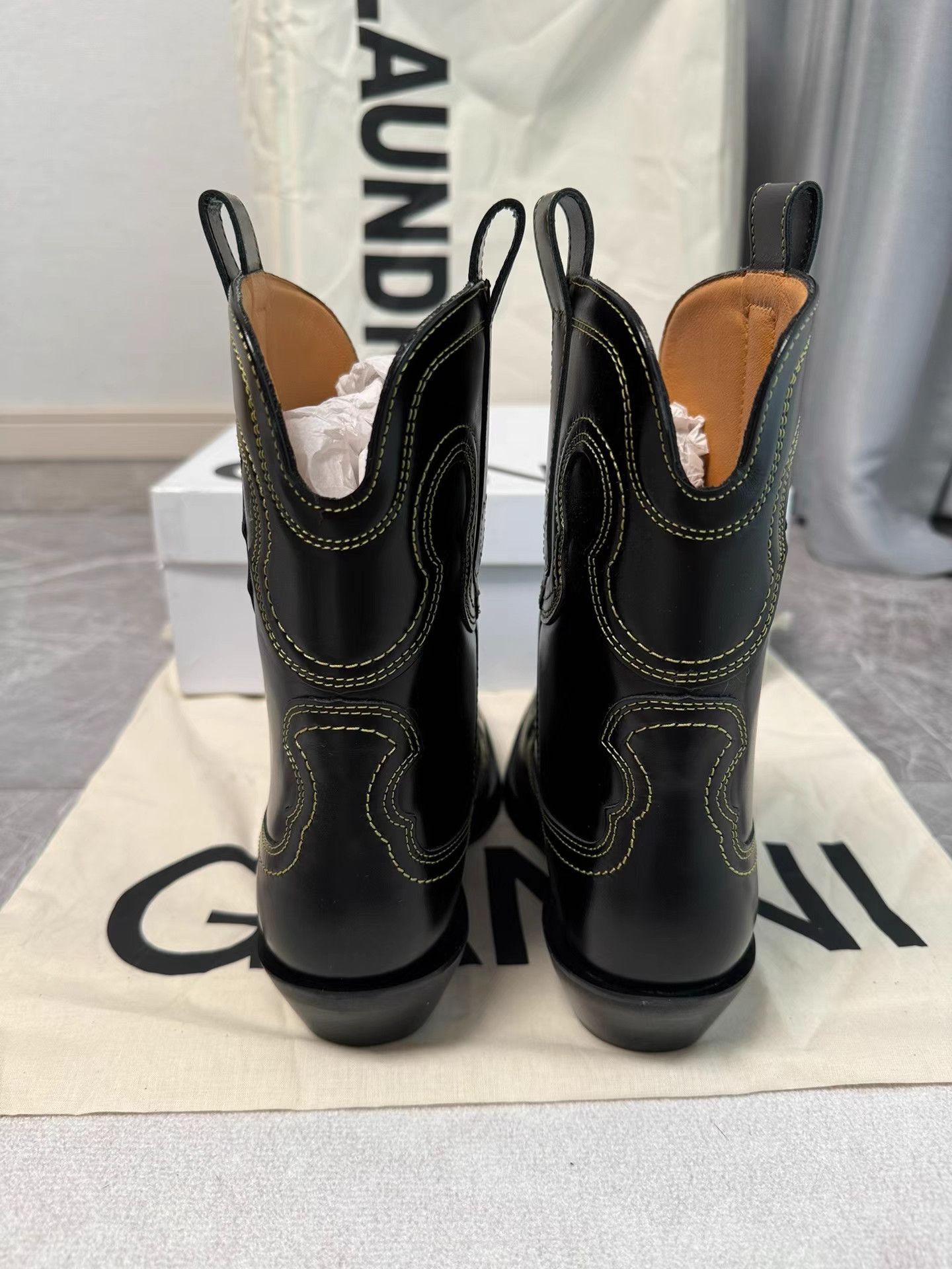 Ganni GANNI Black Western Boots K6 Size US 7 / IT 37 - 4 Thumbnail