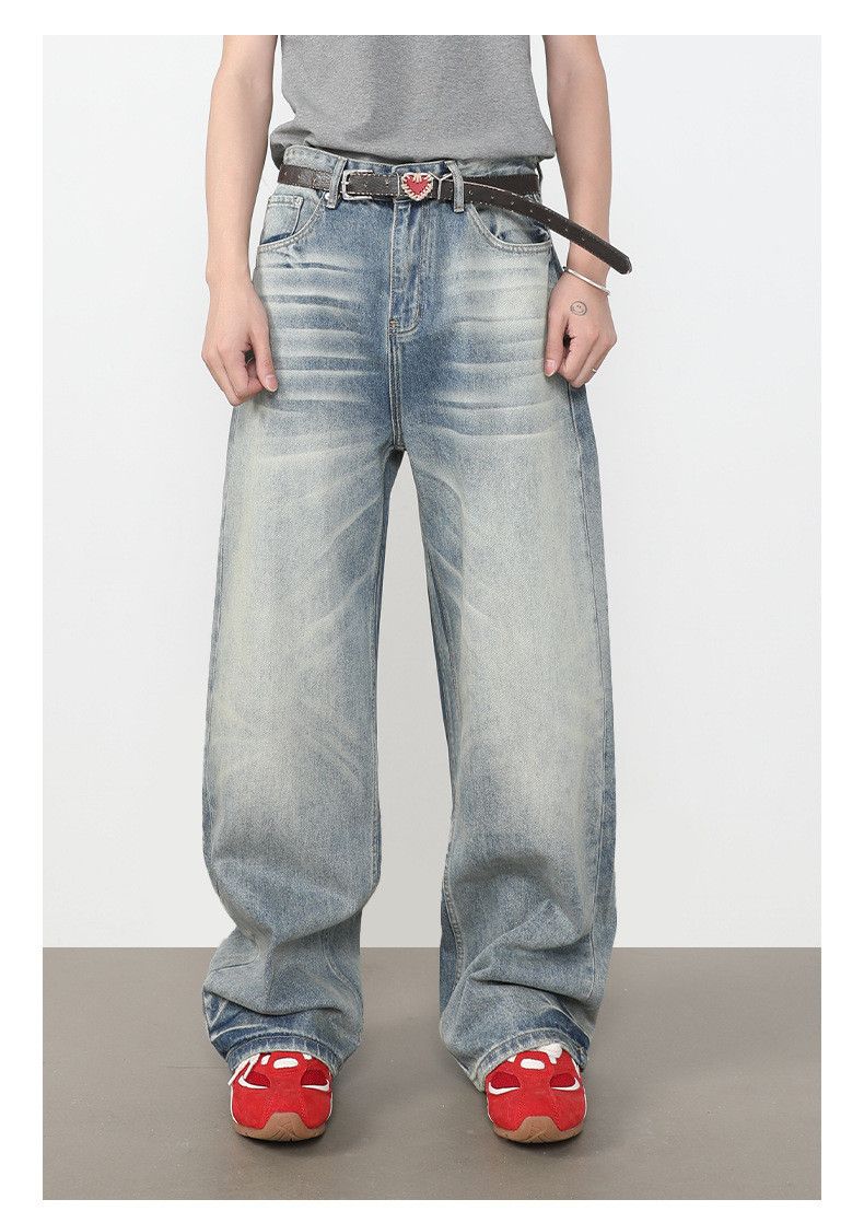 Japanese Brand American retro men's blue wide-leg loose straight-leg jeans Size US 32 / EU 48 - 1 Thumbnail