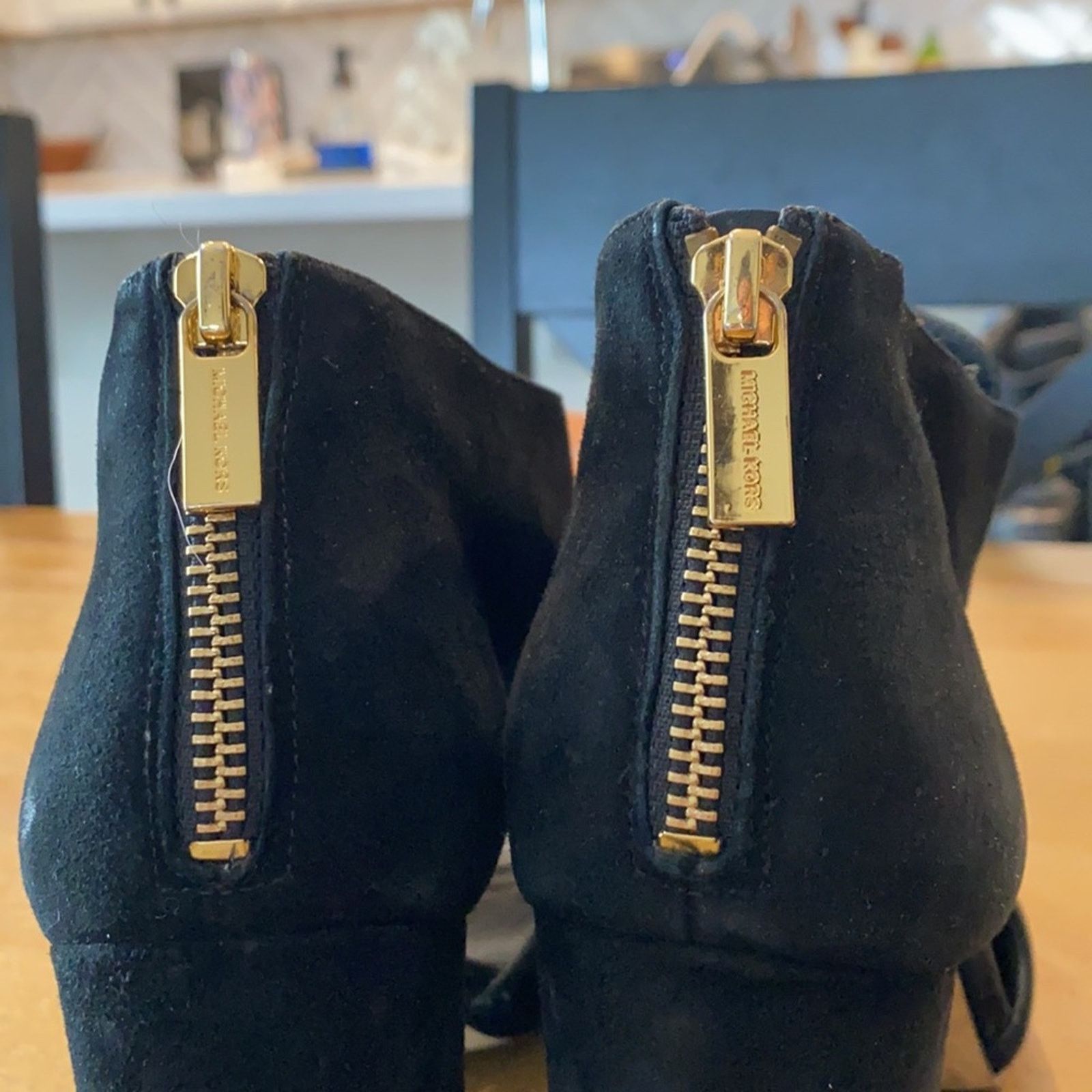 Michael Kors Michael Kors Sabrina block heel suede gold accents open toe Size US 9.5 / IT 39.5 - 8 Thumbnail