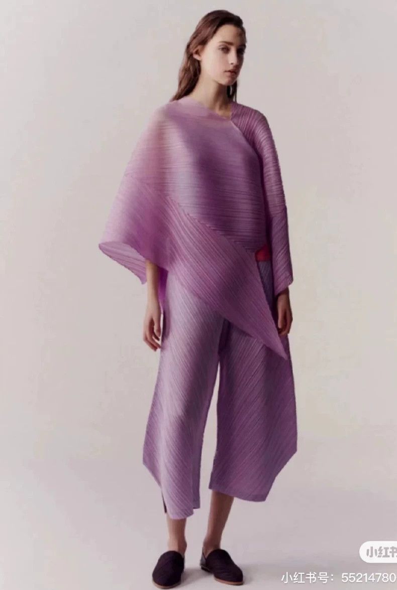Issey Miyake Issey Miyake size:5 Pinkish-purple pleated wide-leg pants Size 31" - 4 Thumbnail