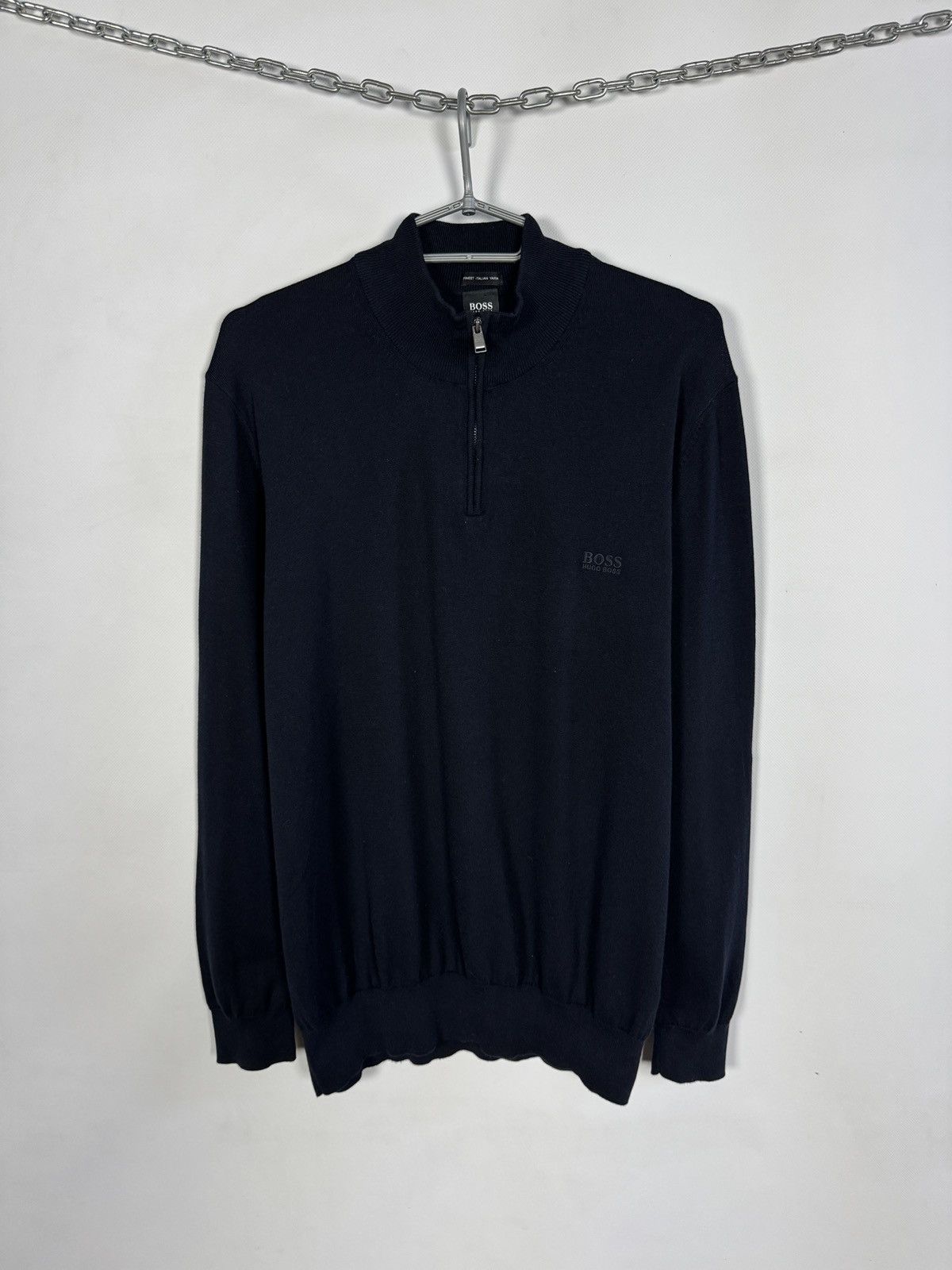 Hugo Boss BOSS Hugo Boss 1/4 Zip Sweater Finest Italian Yarn Size XXL Size US XXL / EU 58 / 5 - 1 Thumbnail