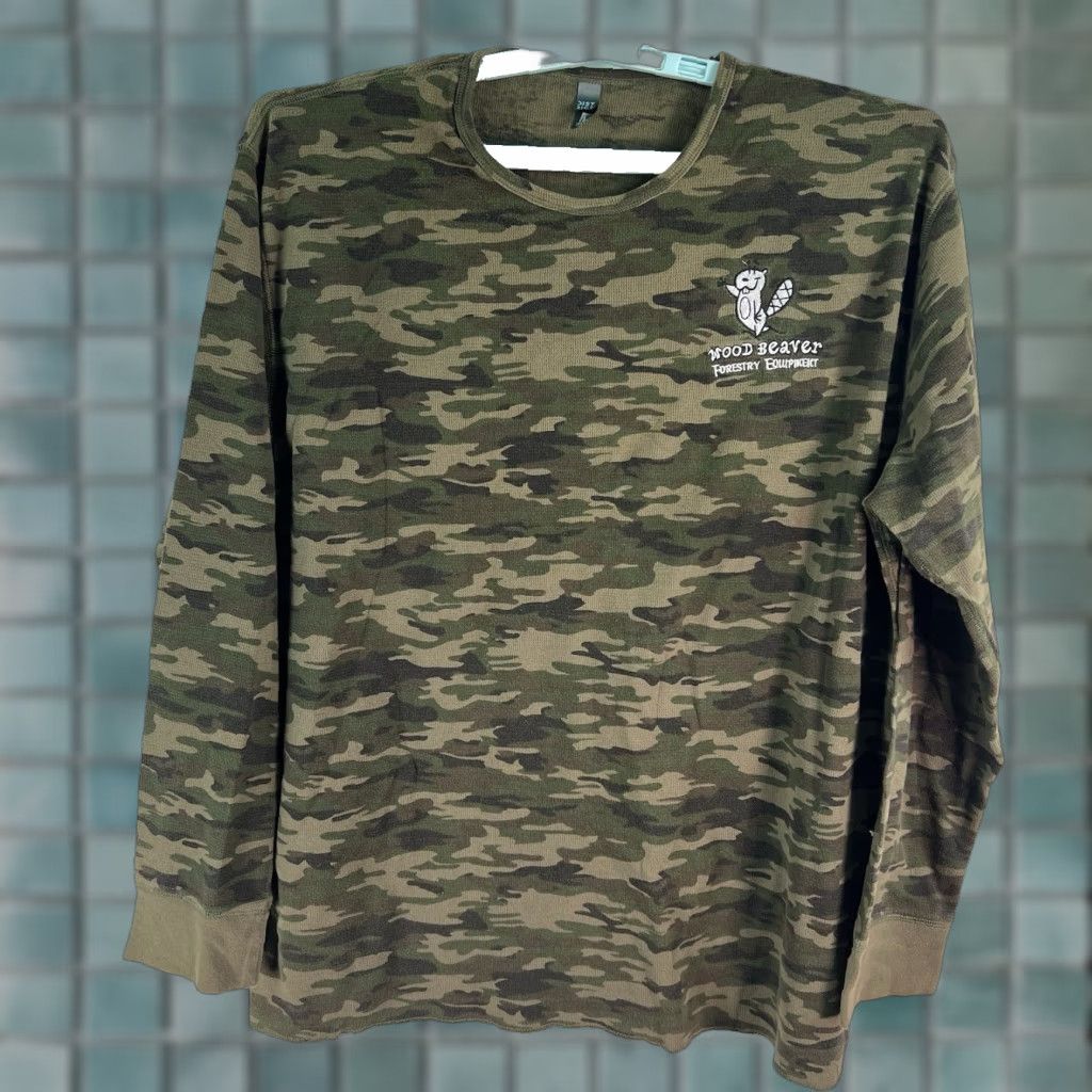 Wood Wood Wood Beaver Forestry Thermal Kimmel Shirt Men’s 3XL Green Camouflage Logo Crew Neck Long Sleeve T-Shirt Mens Size US XXL / EU 58 / 5 - 1 Thumbnail