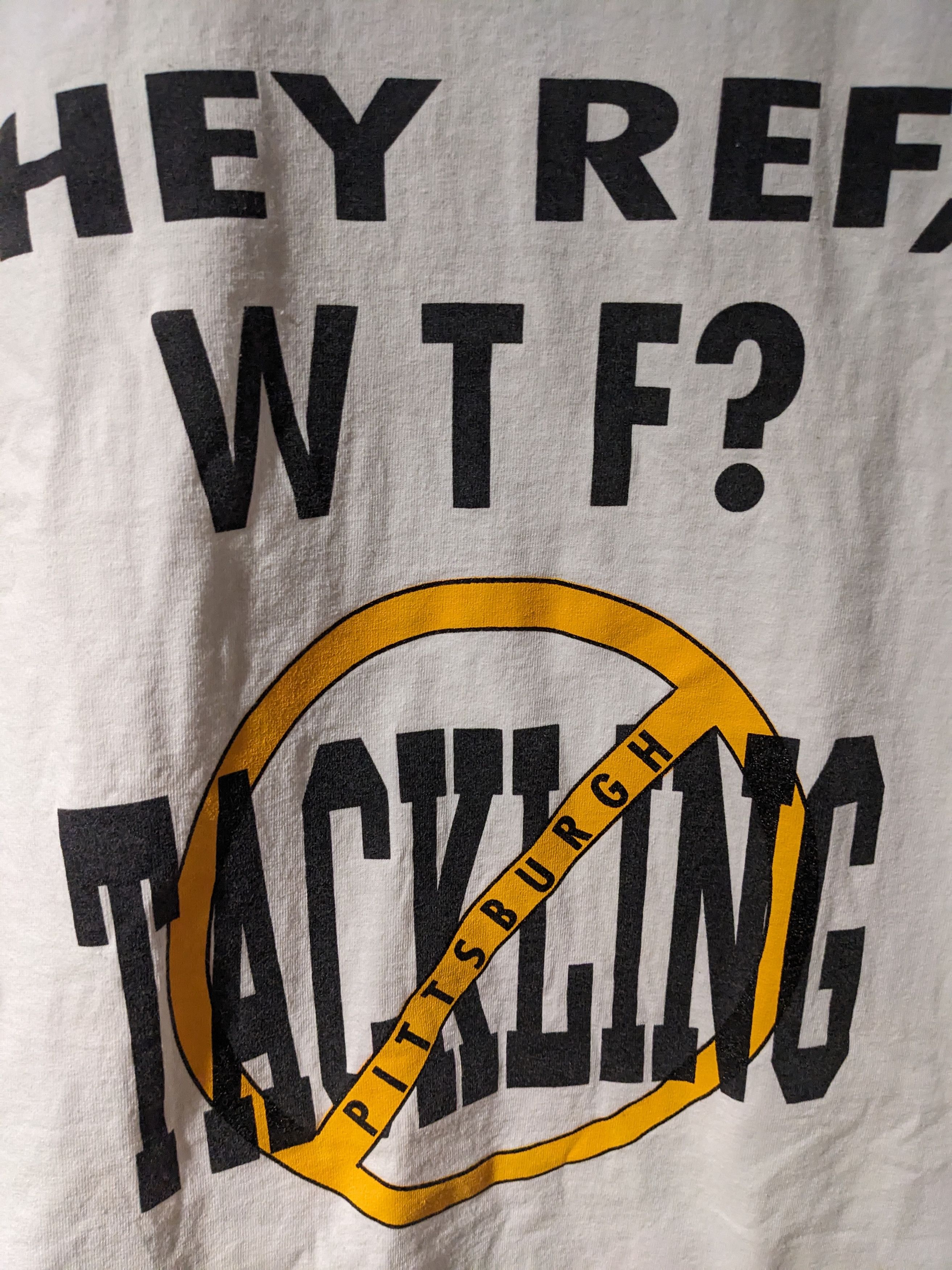 NFL × Vintage Vintage Y2K Hey Ref WTF No Tackling Pittsburgh T-Shirt Size US XXL / EU 58 / 5 - 2 Thumbnail