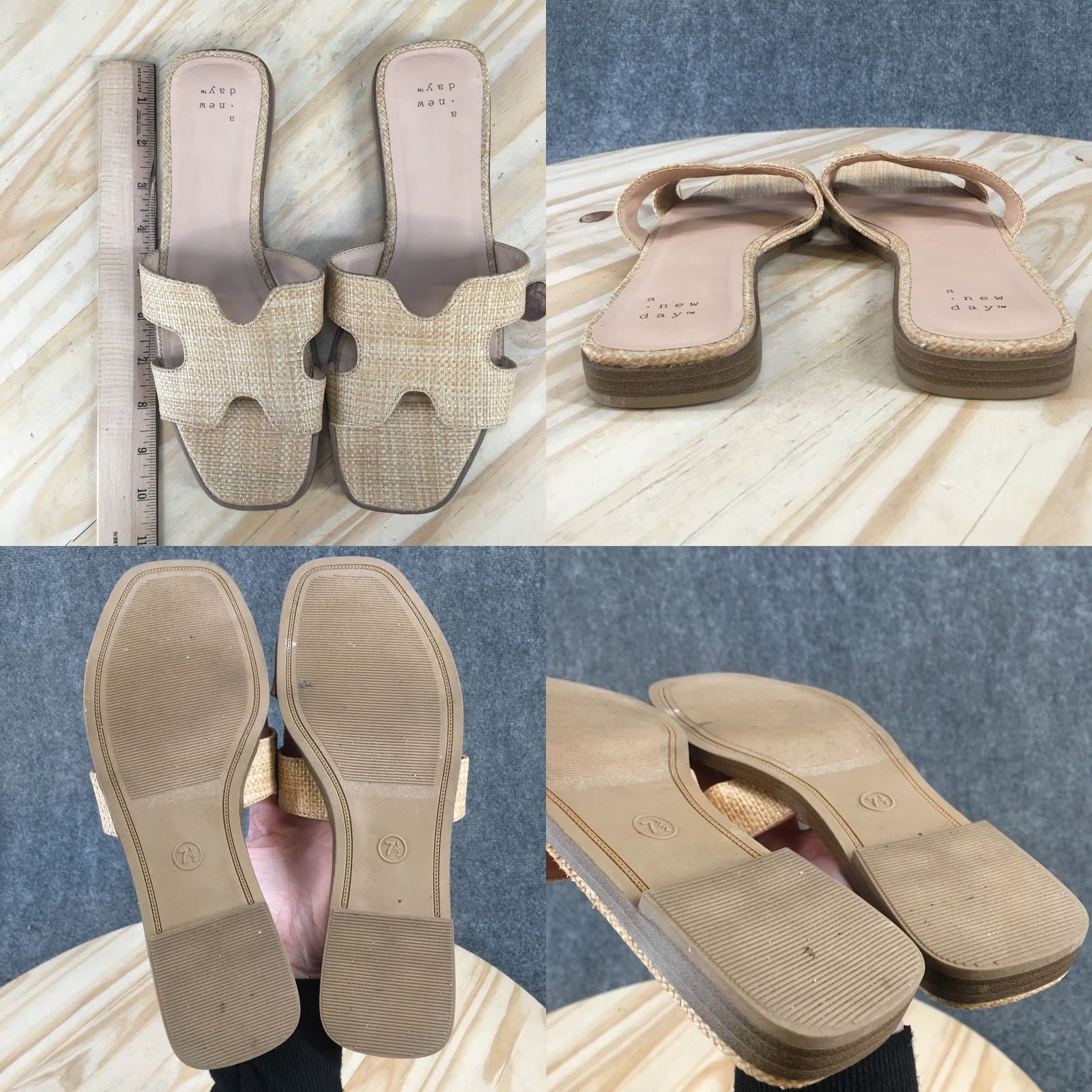 Vintage A New Day Sandals Womens 7.5 Casual Comfort Slip On Woven Flats Slide Beige Size US 8 / IT 38 - 8 Thumbnail