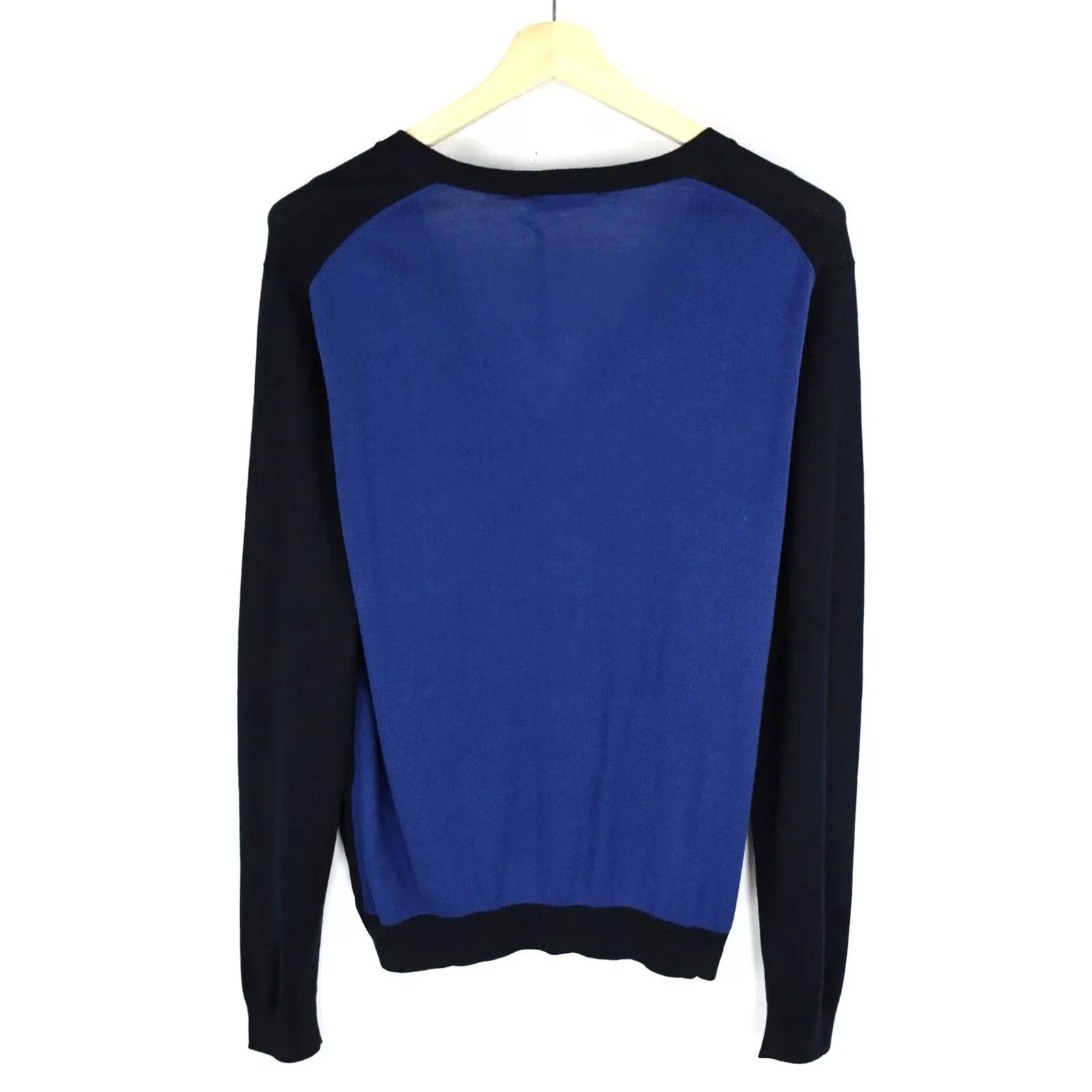 Vintage ZAPA Gilet Jumper Cardigan Men's XL Button Pockets Two Colours Blue Knit Long Sleeve V-Neck Regular Slim/Classic Style Shirt? Size US XL / EU 56 / 4 - 3 Thumbnail
