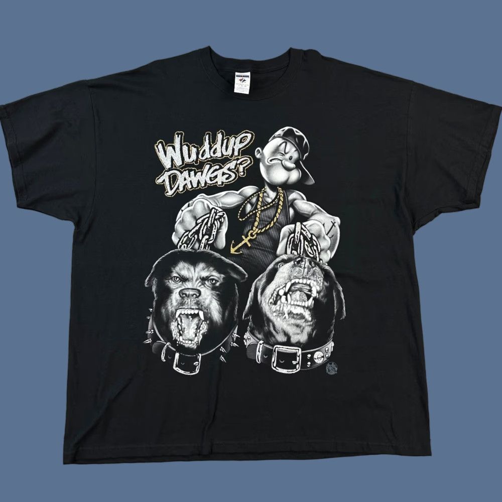 Jerzees VINTAGE Popeye The Sailor Shirt Jerzees Graphic Tee Mens 4XL Black Deadstock Y2K Cartoon 90s Mens Shirt Black 4XL Size US XXL / EU 58 / 5 - 1 Thumbnail