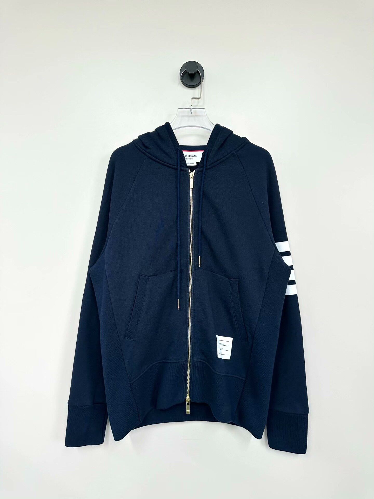 Thom Browne Navy Stripe Zip Hoodie