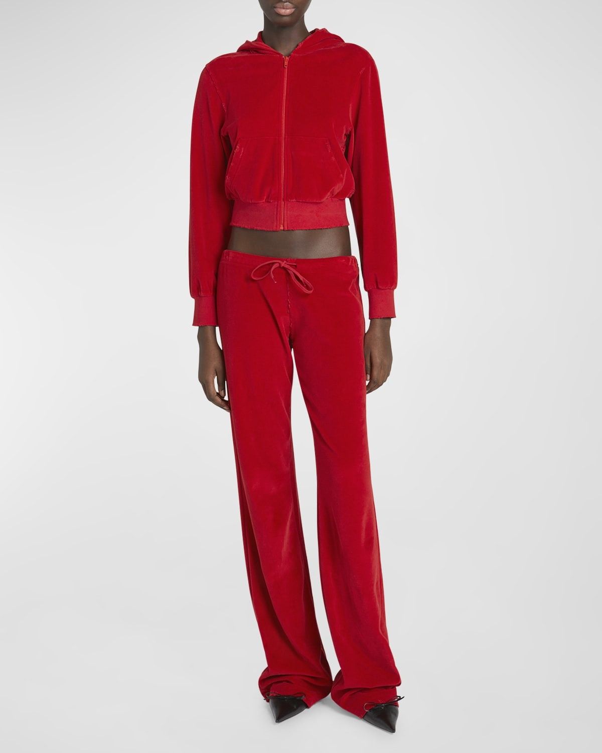 Balenciaga o1bcso1str0525 Low Waist Tracksuit Trouser in Red Size 27" / US 4 / IT 40 - 3 Thumbnail