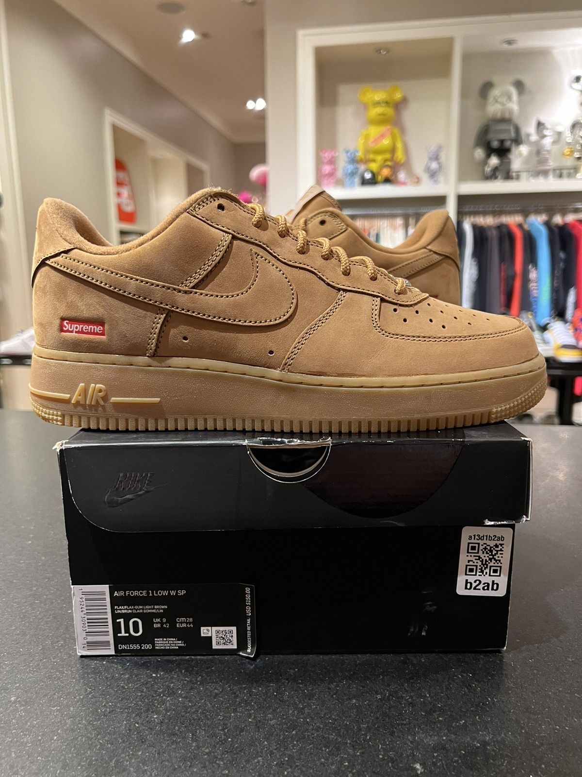 Pre-owned Nike X Supreme Nike Air Force 1 Low Supreme Wheat Shoes In Wheat Gold