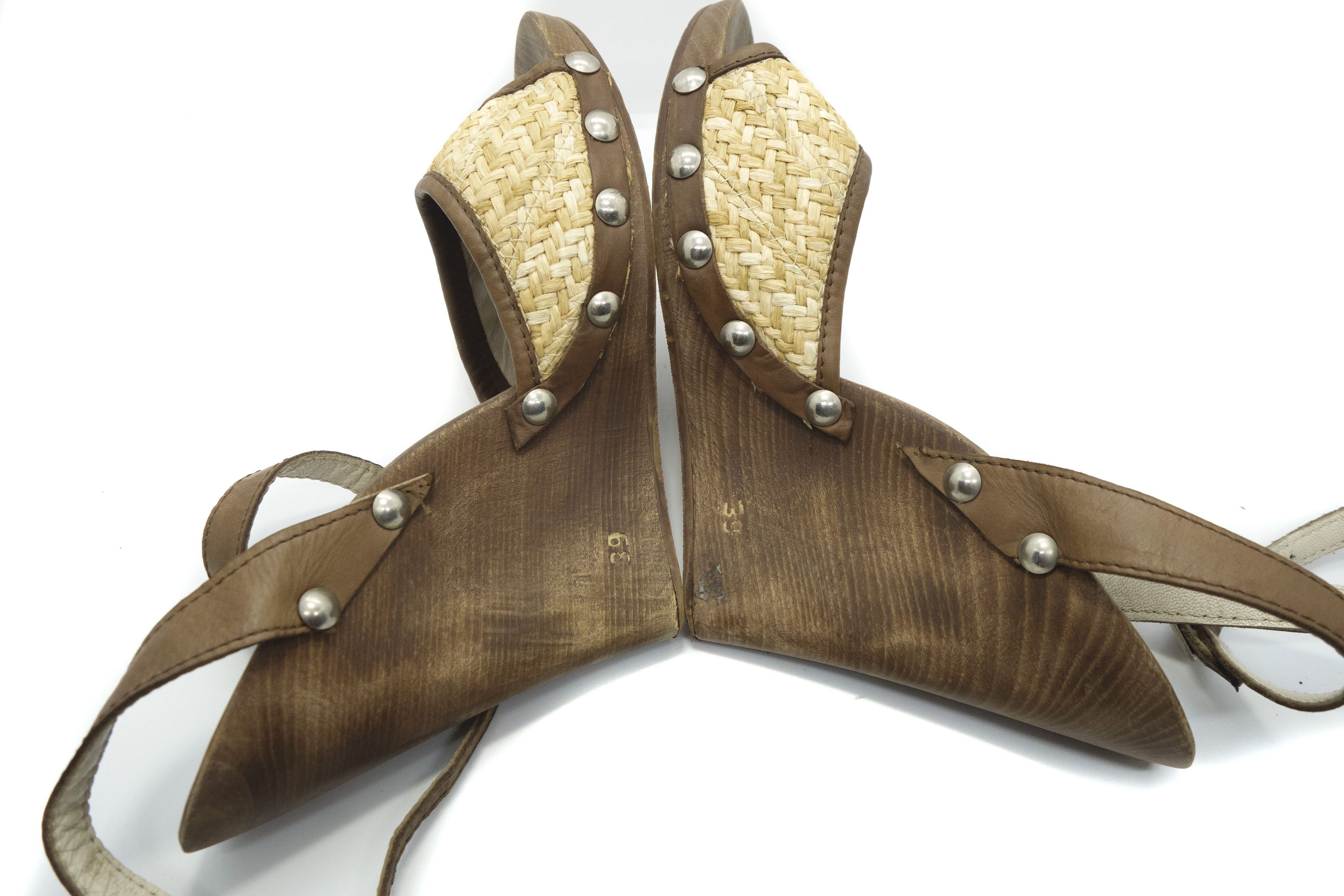 Dolce & Gabbana 00S Wood Studded Platform Sandals Vintage Size US 9 / IT 39 - 6 Thumbnail
