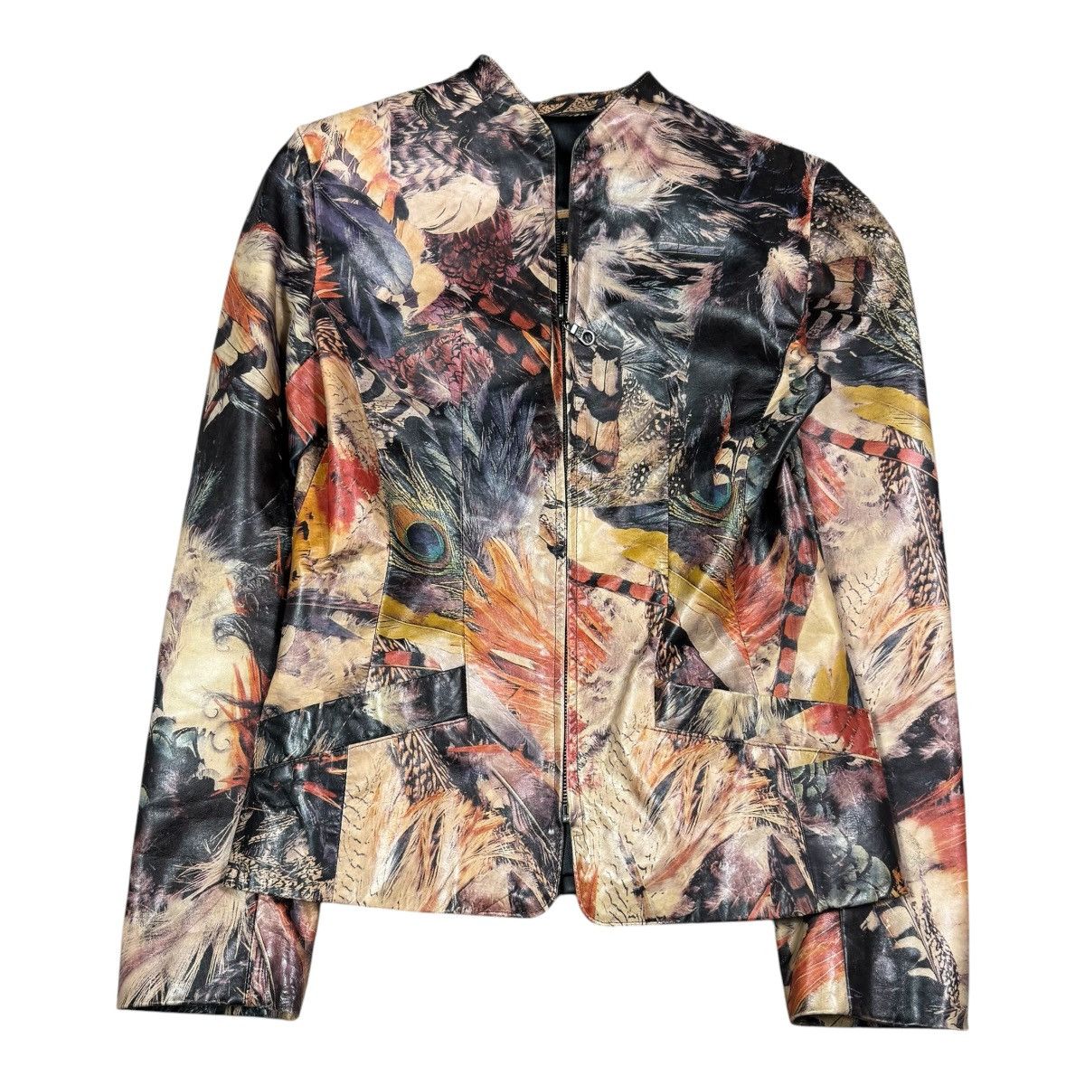 Other Mira Flores Feather Multicolor Leather Jacket Women's Small Size S / US 4 / IT 40 - 1 Thumbnail