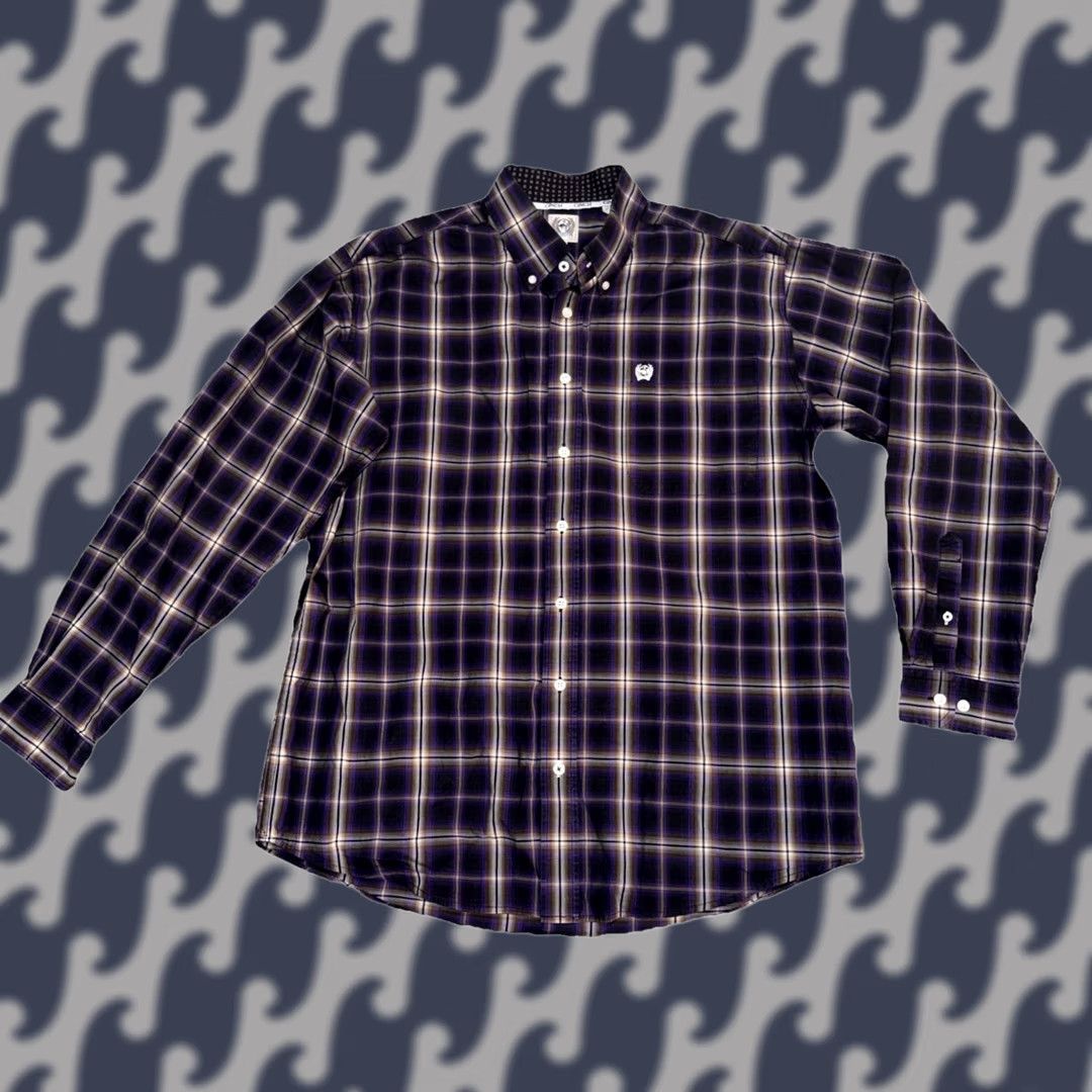 Vintage Cinch Shirt Men’s M Purple Black Plaid Button-Up Long Sleeve Western Cowboy Size US M / EU 48-50 / 2 - 1 Thumbnail