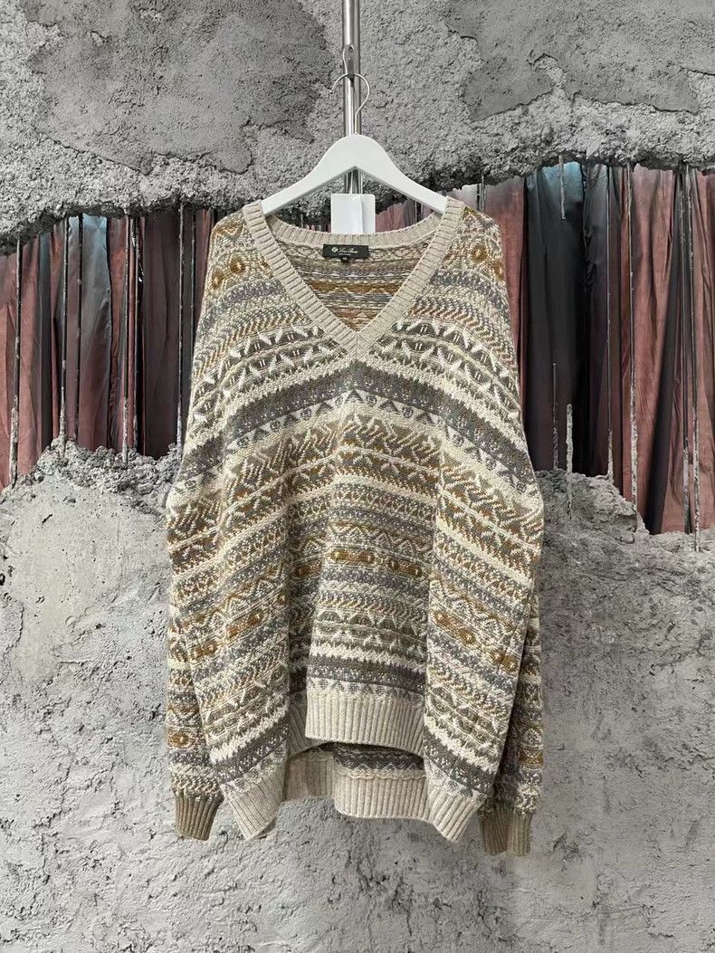 Loro Piana Patterned V-Neck Sweater