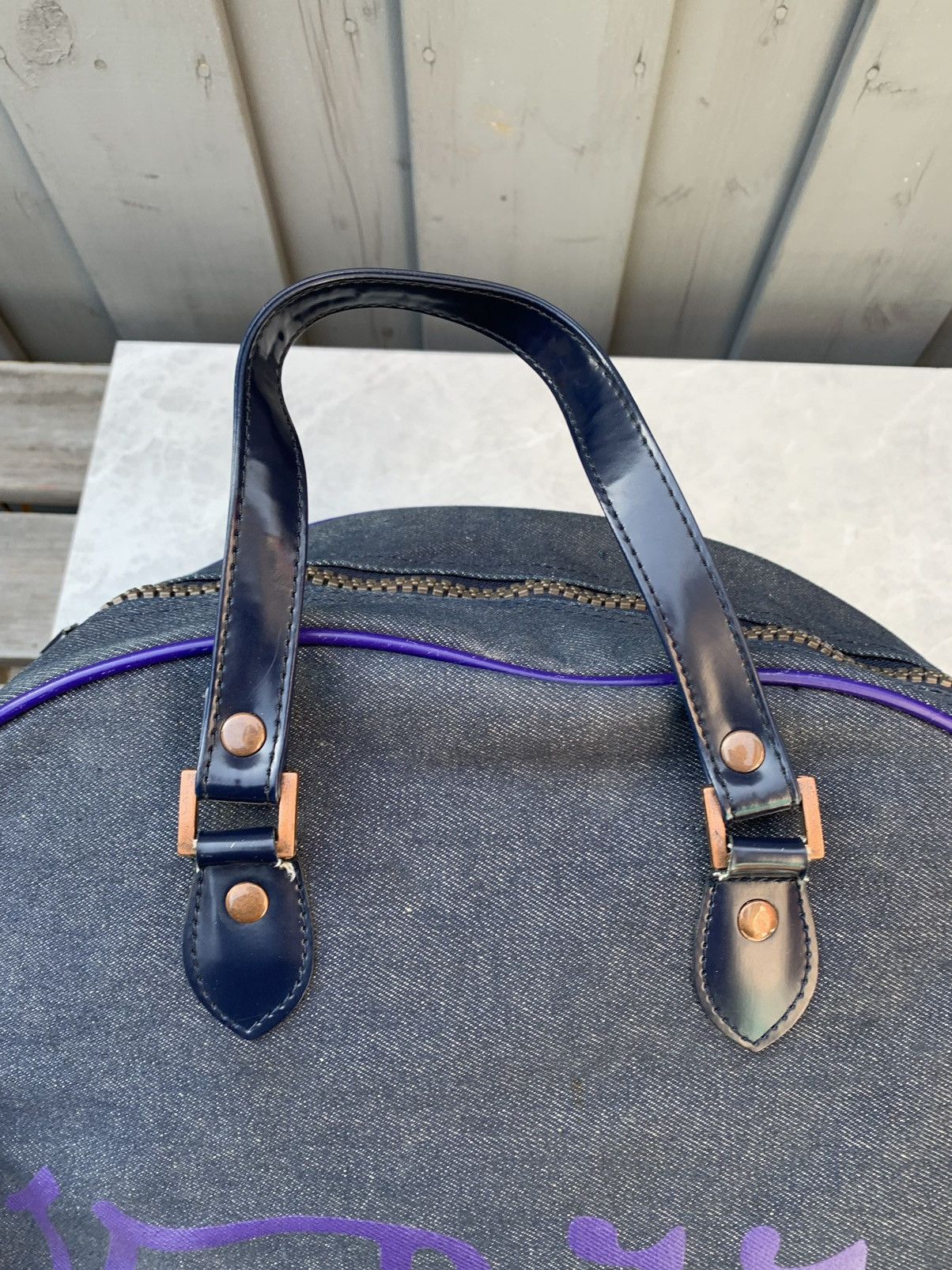 Vintage × Von Dutch Vintage Von Dutch Kustom Denim Bag Bowling Duffle Purse Tote Size ONE SIZE - 6 Thumbnail