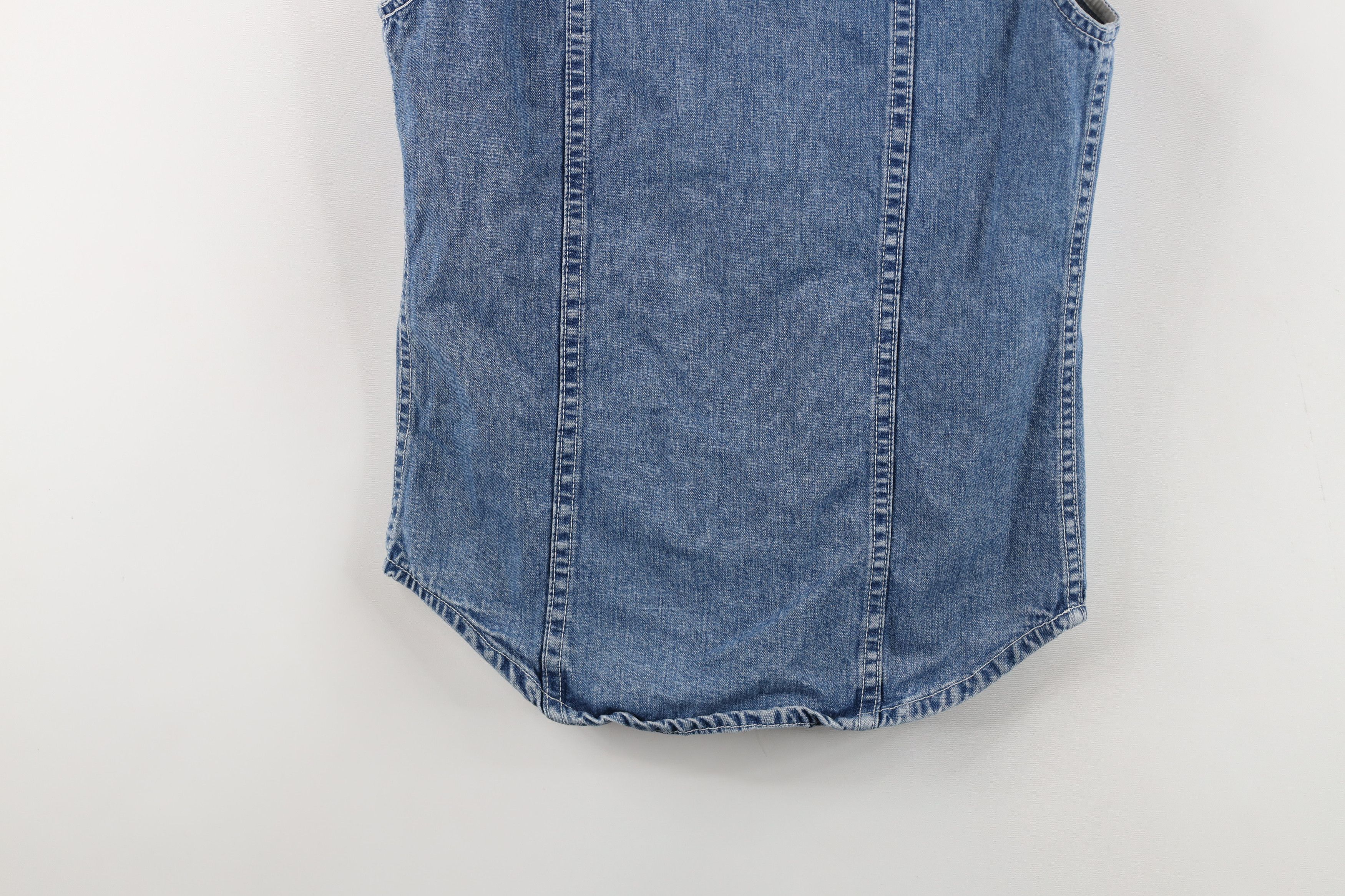 DKNY Vintage 90s DKNY Sleeveless Western Denim Jean Button Shirt Size S / US 4 / IT 40 - 15 Thumbnail