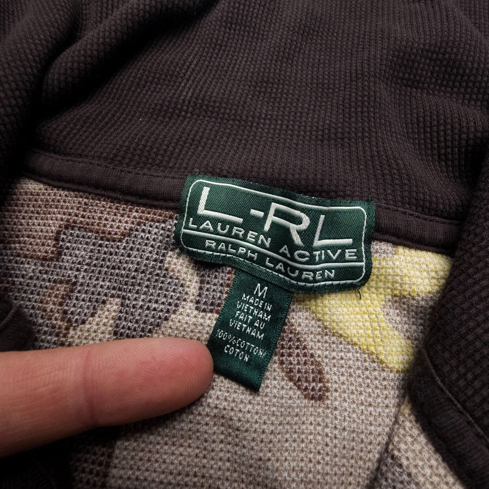 Ralph Lauren Lauren Ralph Lauren Active Thermal Waffle Knit 1/2 Zip Pullover Size Medium Camo Shirt Womens Slim`}> Size M / US 6-8 / IT 42-44 - 3 Thumbnail