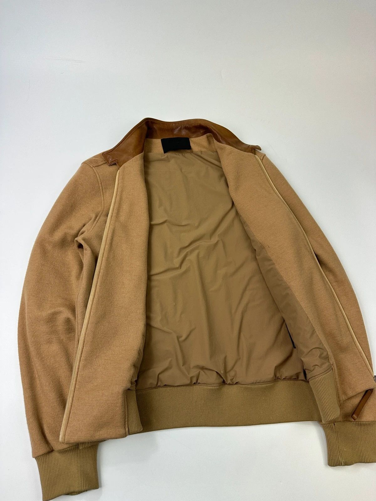 Prada Prada Milano FW2000 Beige Brown Wool & Leather Bomber Jacket Size US M / EU 48-50 / 2 - 12 Thumbnail