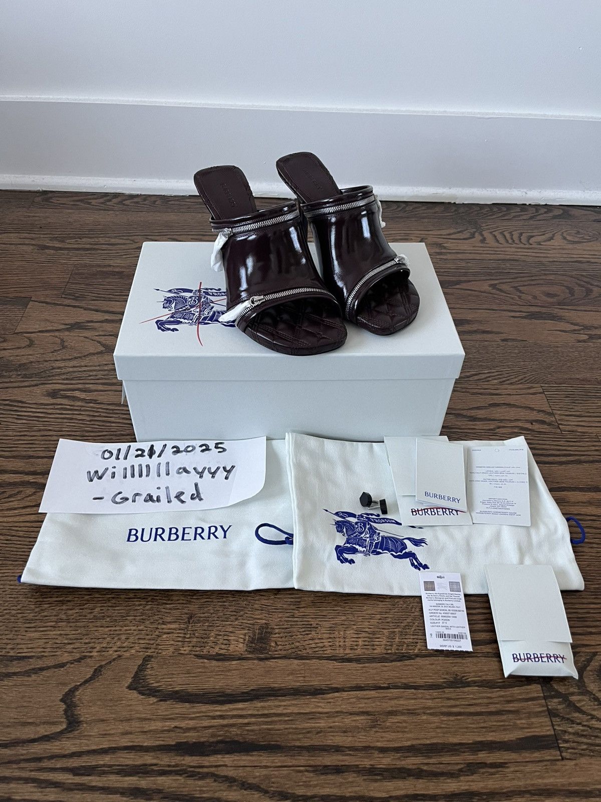 Burberry Burberry Leather Peep Sandals Size US 7.5 / IT 37.5 - 6 Thumbnail