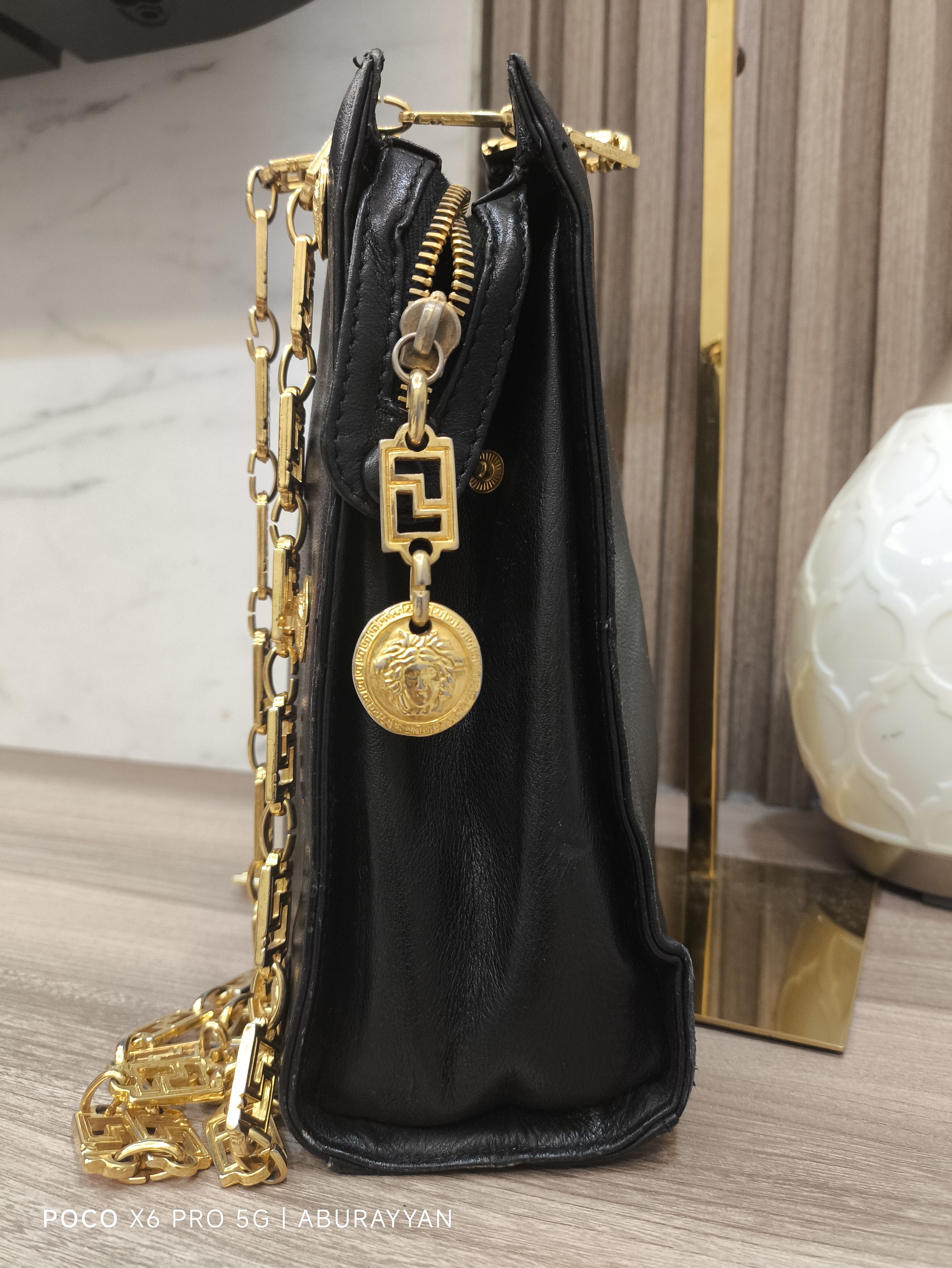 Versace Gianni Versace Medusa Studded Black Leather Chain Crossbody Size ONE SIZE - 3 Thumbnail