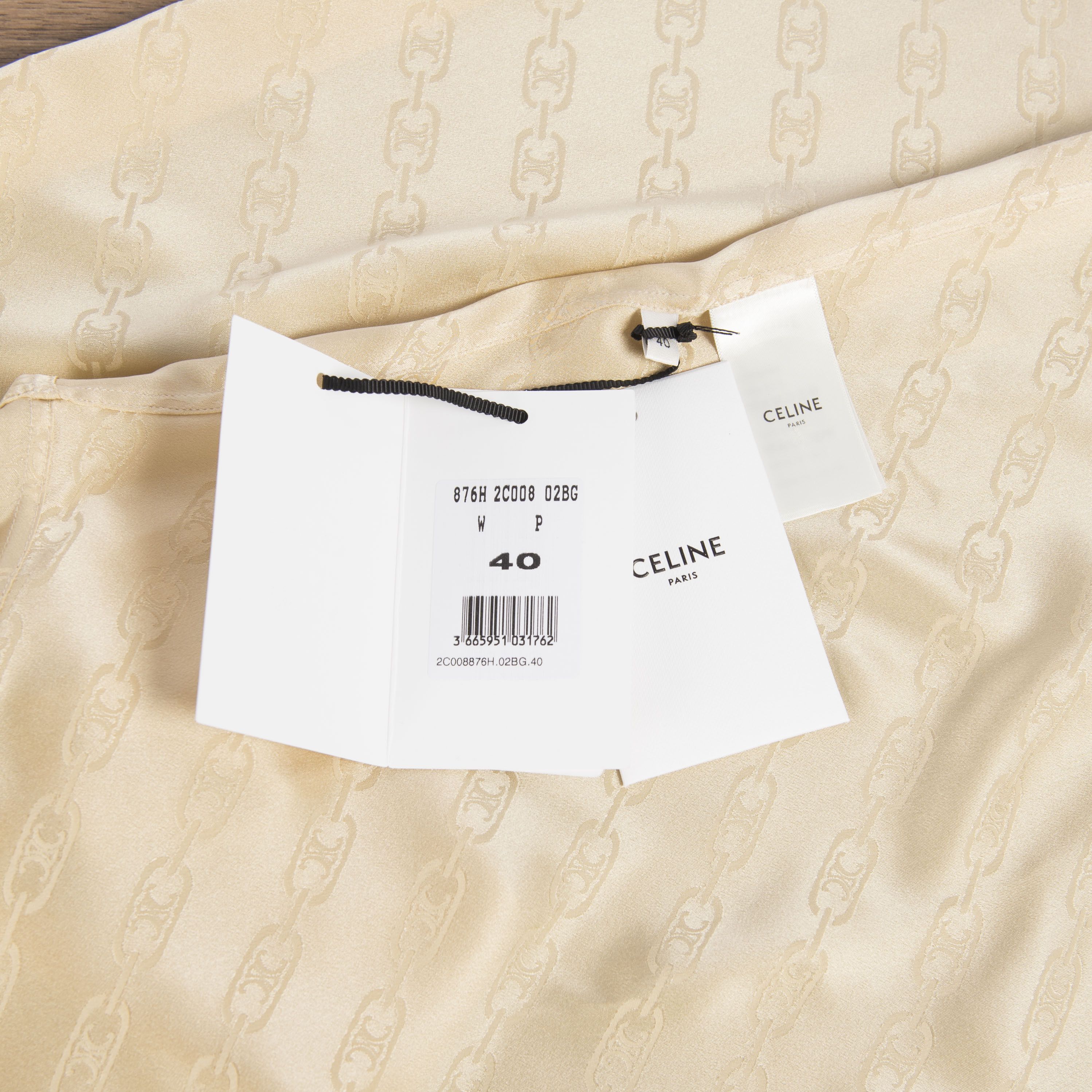 Celine Blouse In Beige Silk " Triomphe Chain" Jacquard Size M / US 6-8 / IT 42-44 - 11 Thumbnail