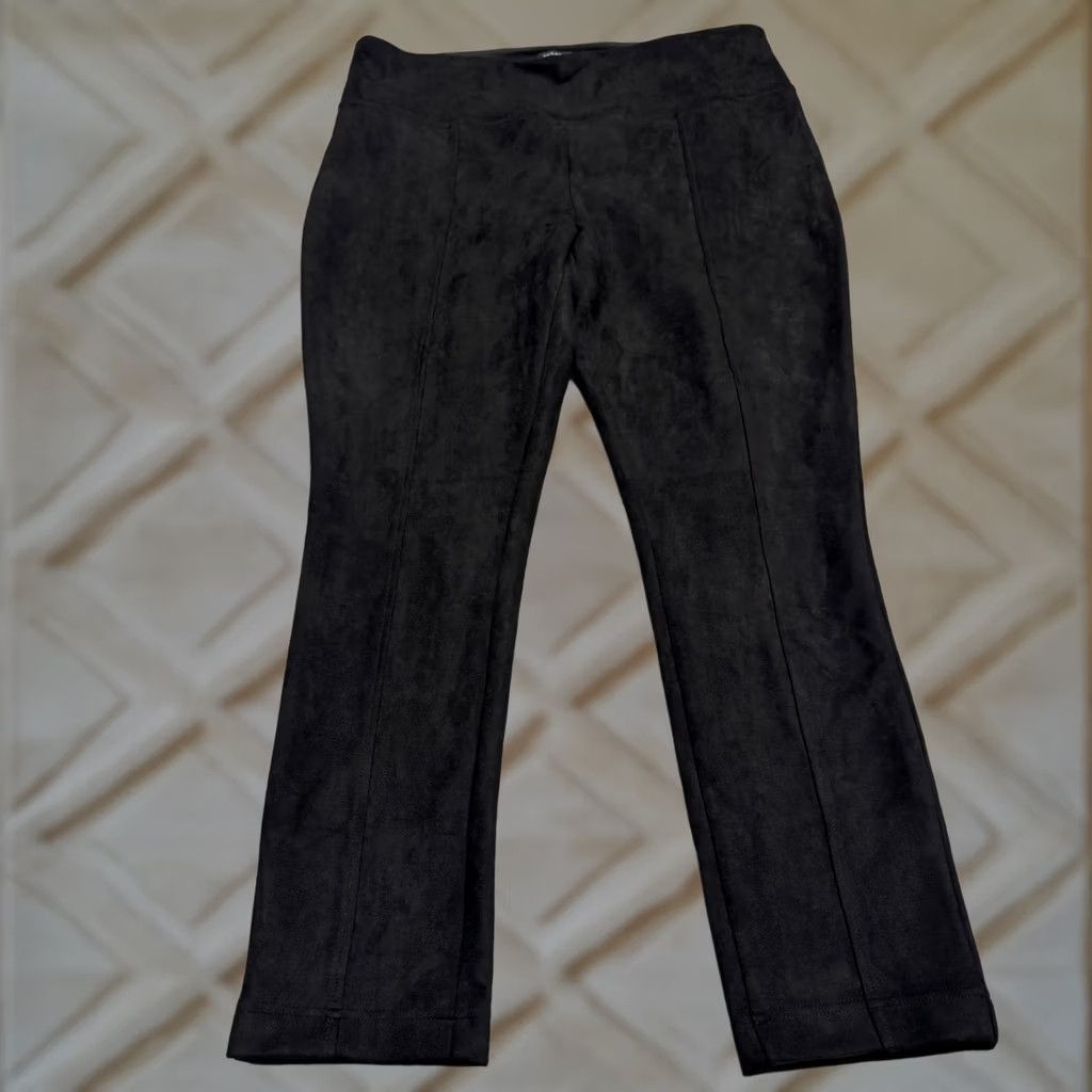 Andrew Marc Andrew Marc Black Faux Suede Pull On Slim Fit Pants Womens XL High Rise Stretch Fit Size 26" / US 2 / IT 38 - 1 Thumbnail