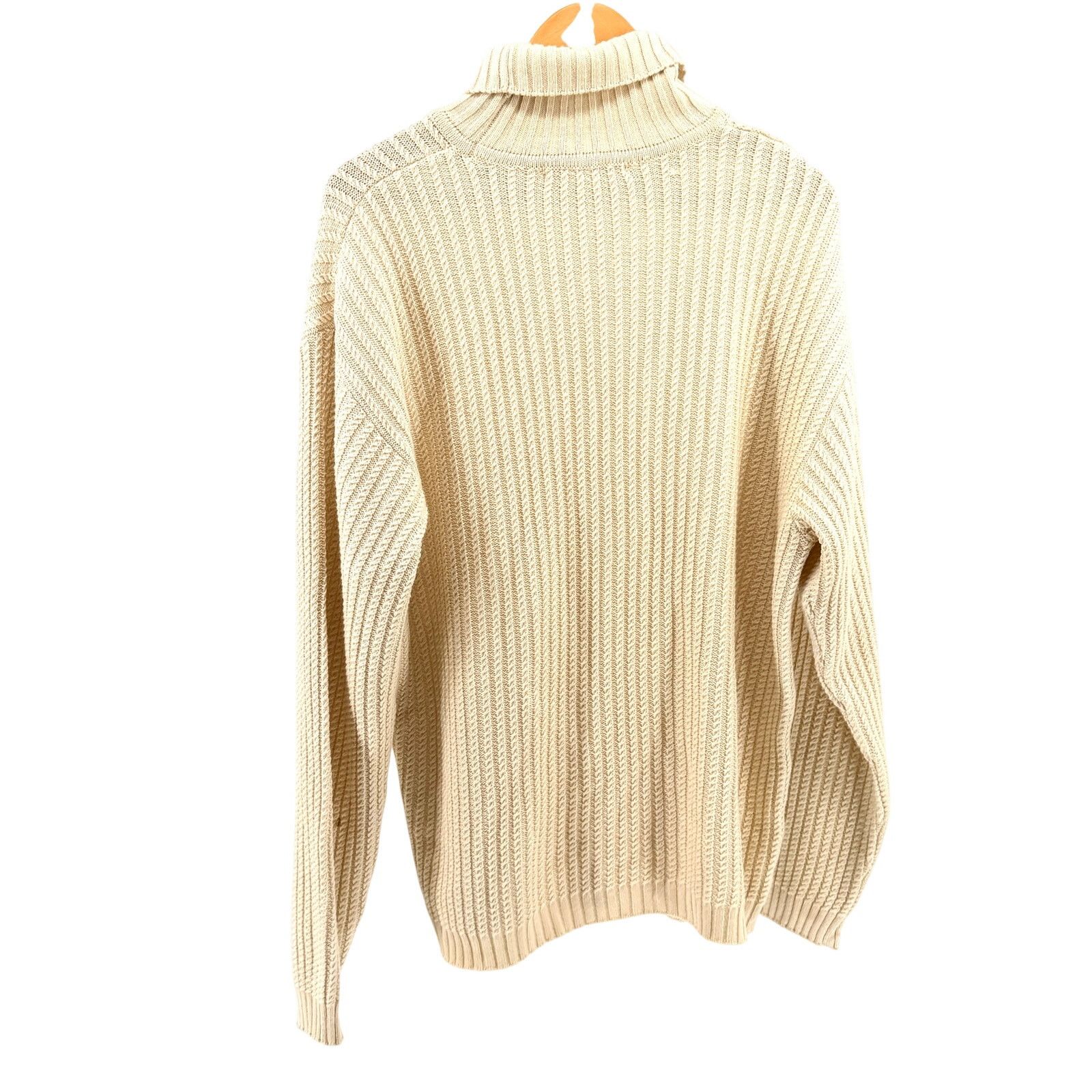 Perry Ellis Vintage 90s Cream Merino Wool Blend Cable Knit Turtleneck Size US XL / EU 56 / 4 - 6 Thumbnail