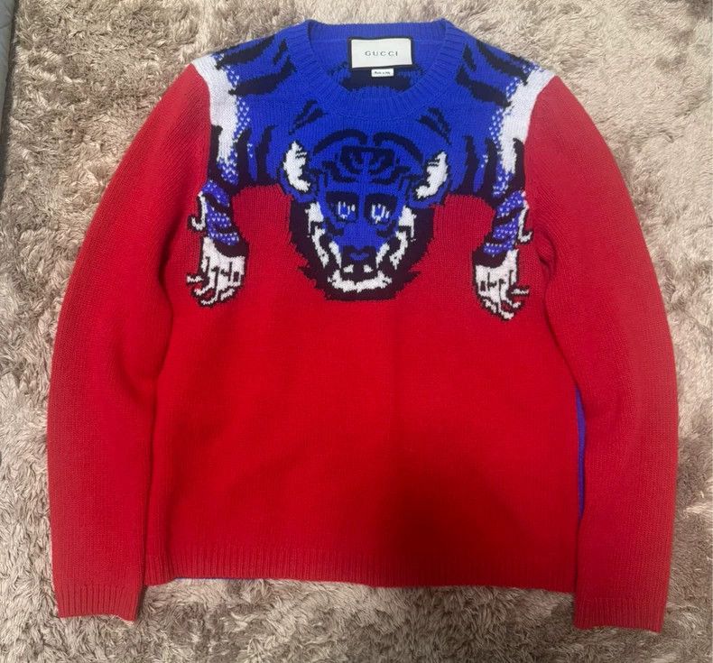 Gucci Gucci Round-neck stitched tiger head pattern long-sleeved s Size US L / EU 52-54 / 3 - 1 Thumbnail