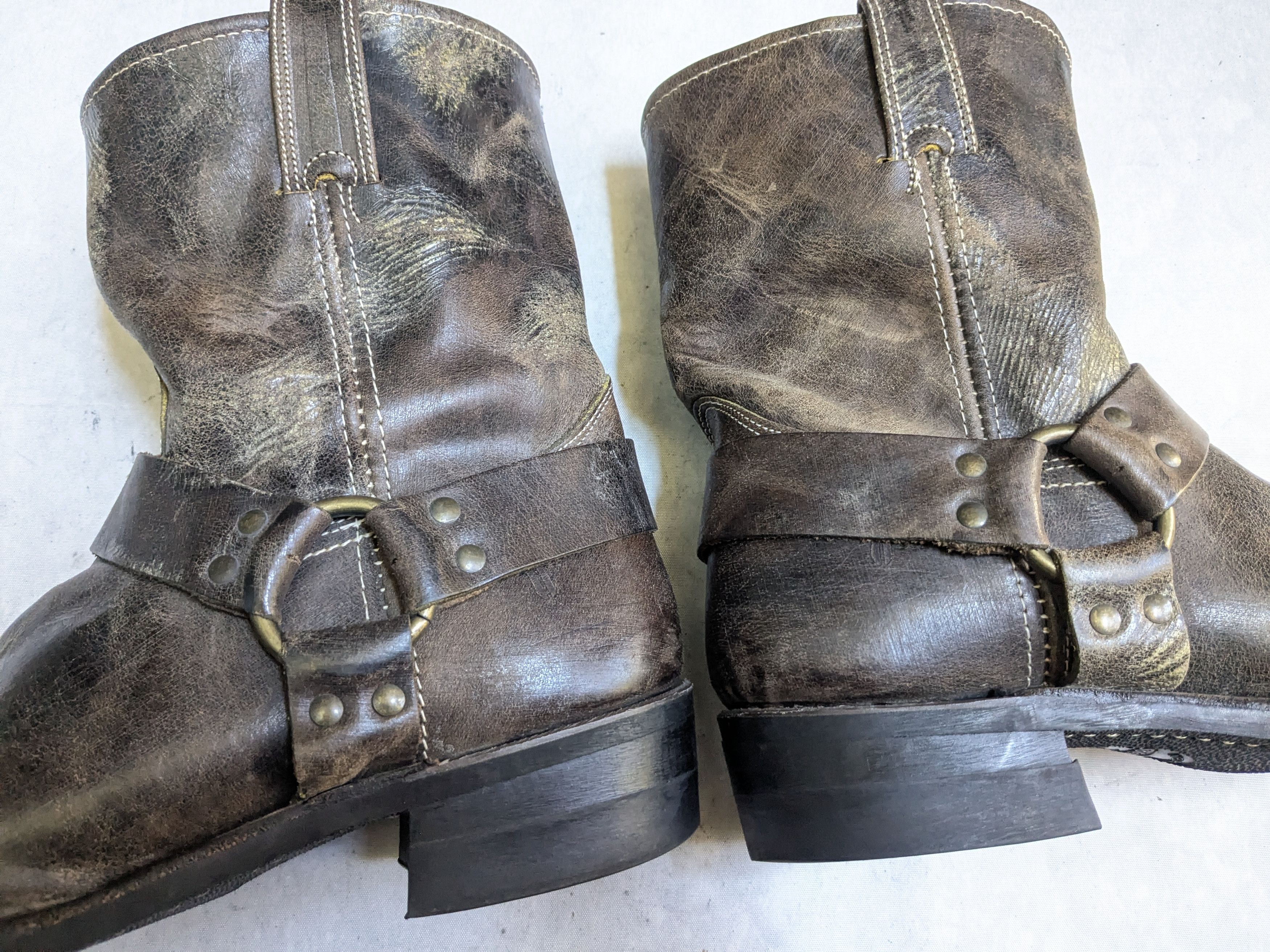 Frye Frye Harness Boots Brown Leather 12 M USA Buckle Strap Size US 12 / EU 45 - 9 Thumbnail